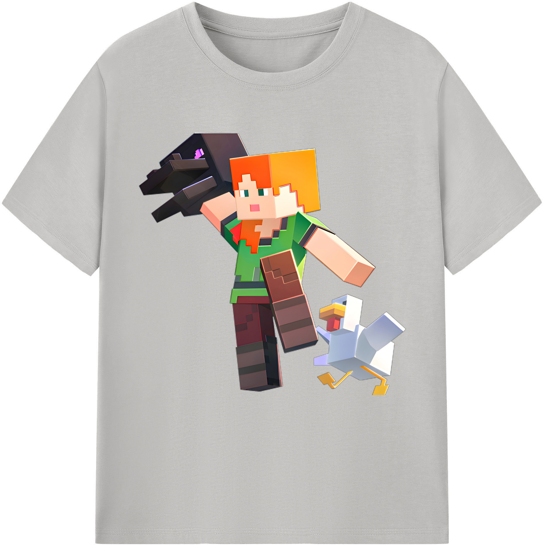 （画像用） マインクラフト ブロックの世界 Minecraft MC Block world 綿100％半袖Tシャツ（フロントプリント）