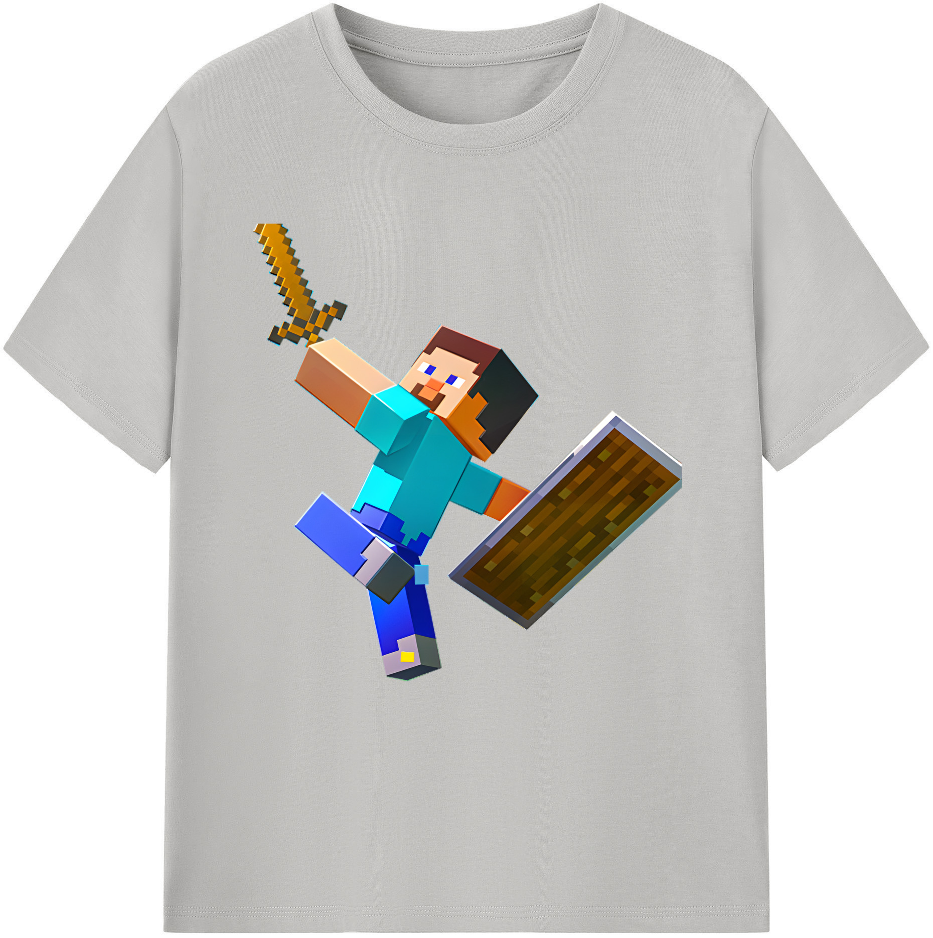 （画像用） マインクラフト ブロックの世界 Minecraft MC Block world 綿100％半袖Tシャツ（フロントプリント）
