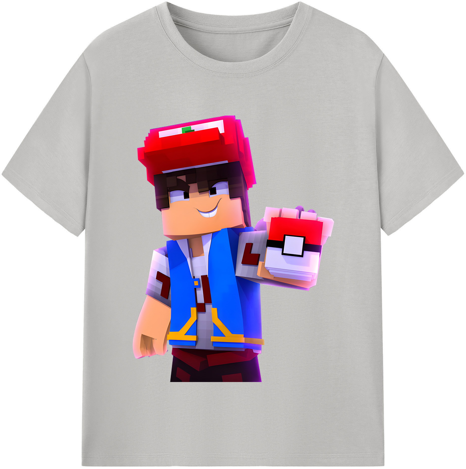 （画像用） マインクラフト ブロックの世界 Minecraft MC Block world 綿100％半袖Tシャツ（フロントプリント）