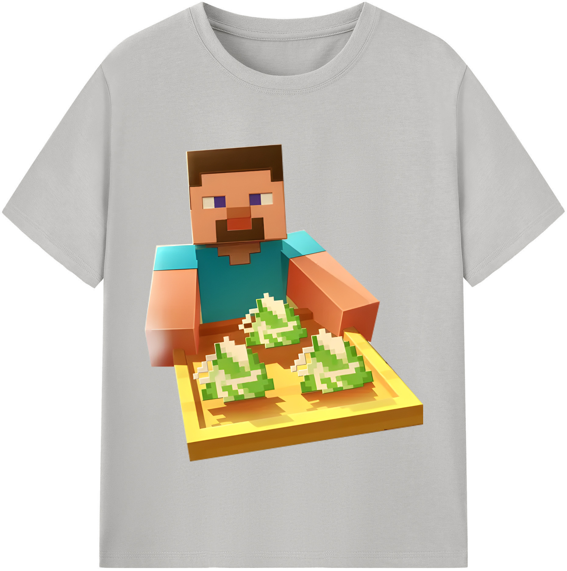 （画像用） マインクラフト ブロックの世界 Minecraft MC Block world 綿100％半袖Tシャツ（フロントプリント）