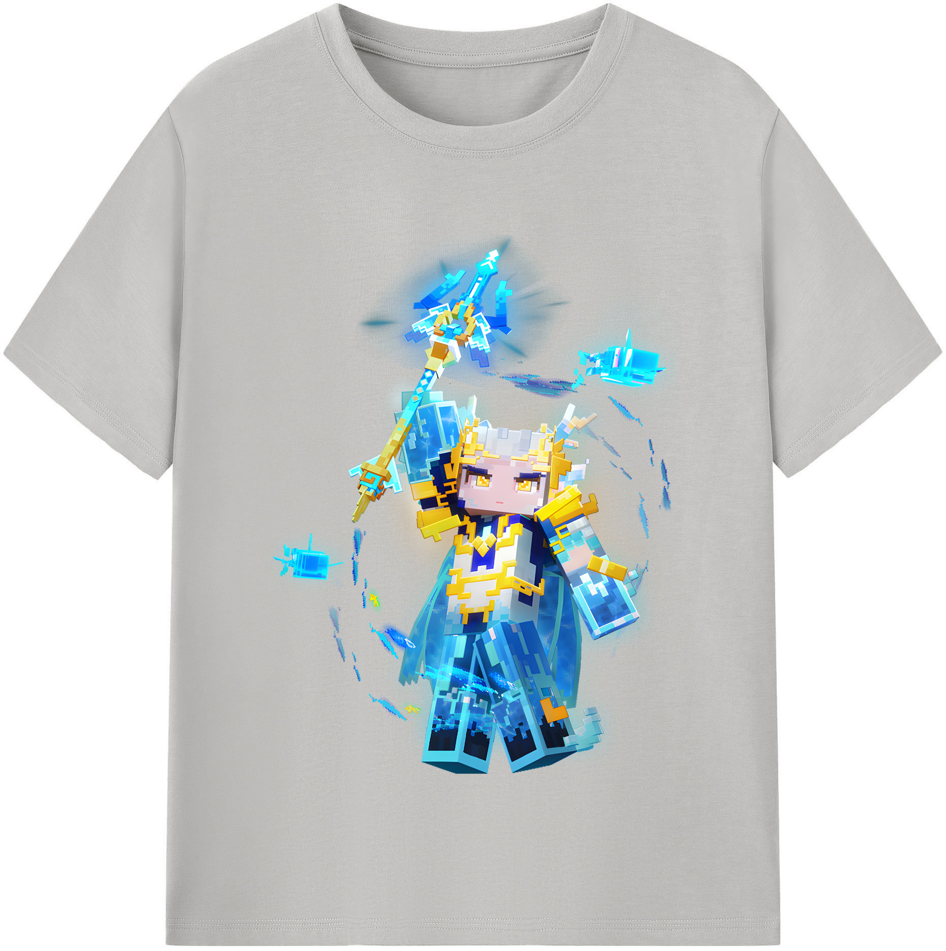 （画像用） マインクラフト ブロックの世界 Minecraft MC Block world 綿100％半袖Tシャツ（フロントプリント）