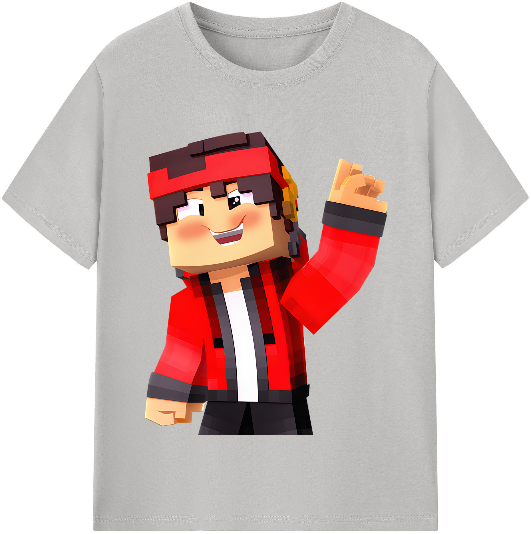 （画像用） マインクラフト ブロックの世界 Minecraft MC Block world 綿100％半袖Tシャツ（フロントプリント）