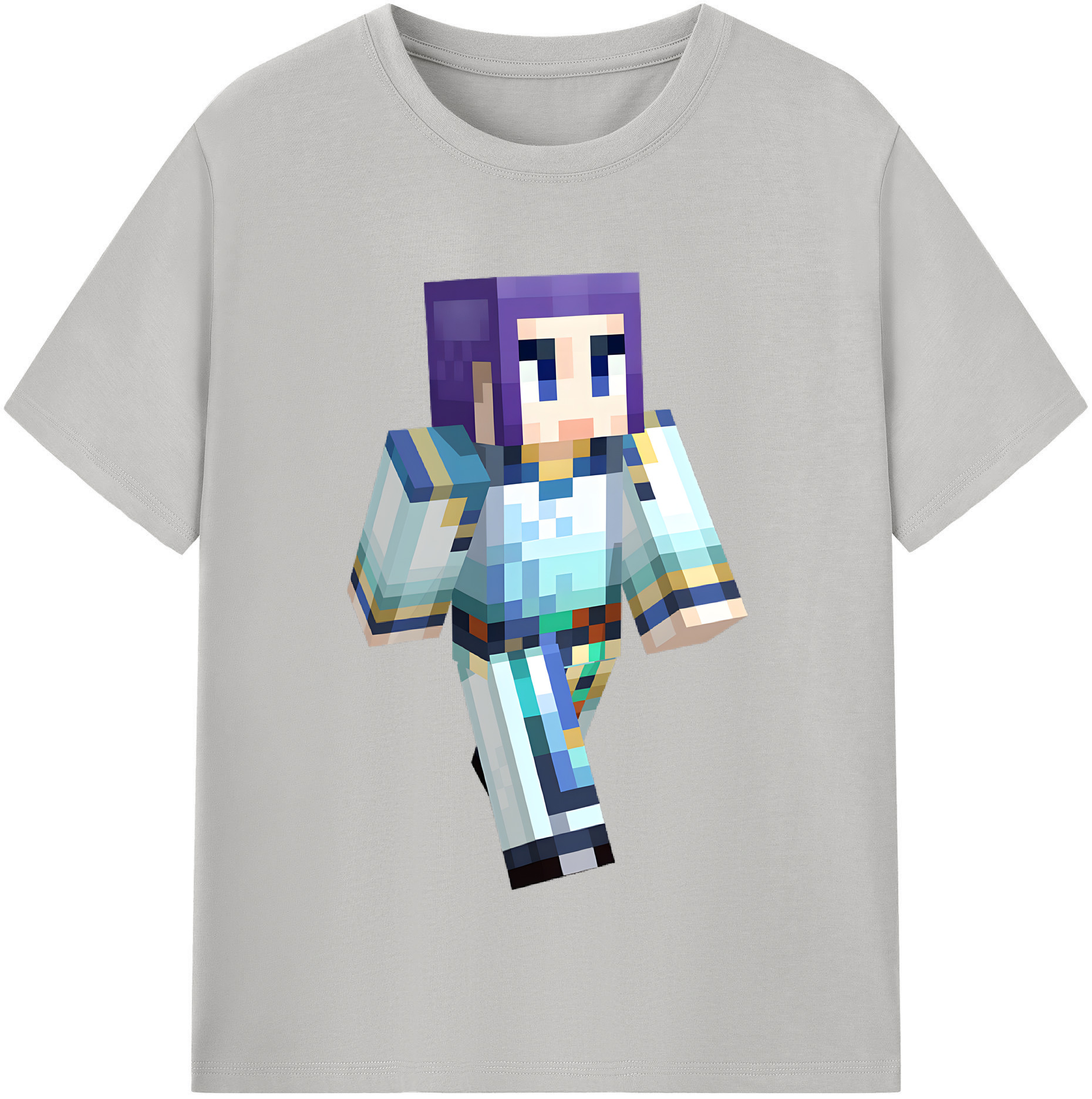 （画像用） マインクラフト ブロックの世界 Minecraft MC Block world 綿100％半袖Tシャツ（フロントプリント）