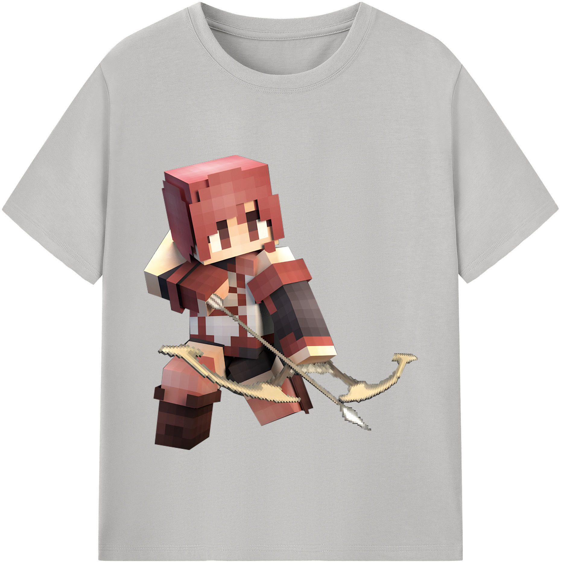 （画像用） マインクラフト ブロックの世界 Minecraft MC Block world 綿100％半袖Tシャツ（フロントプリント）