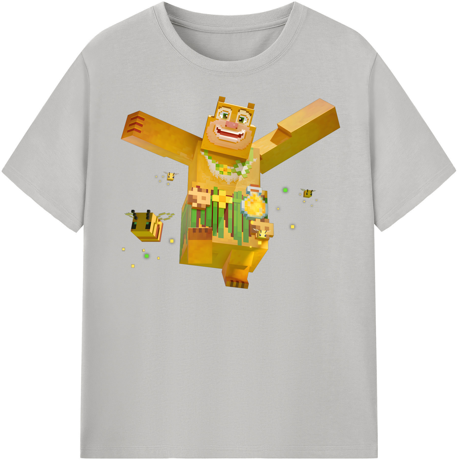 （画像用） マインクラフト ブロックの世界 Minecraft MC Block world 綿100％半袖Tシャツ（フロントプリント）