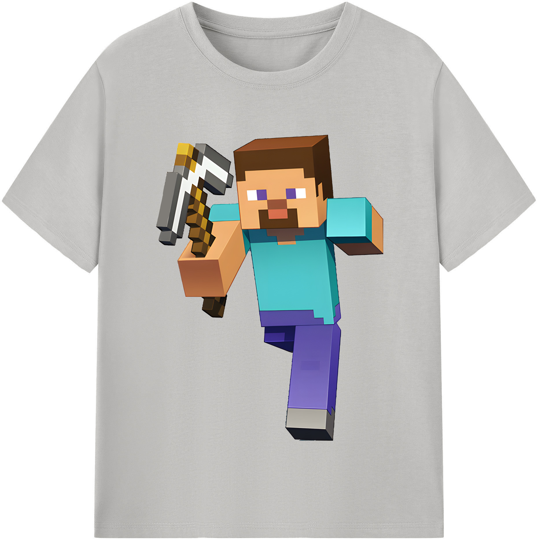 （画像用） マインクラフト ブロックの世界 Minecraft MC Block world 綿100％半袖Tシャツ（フロントプリント）