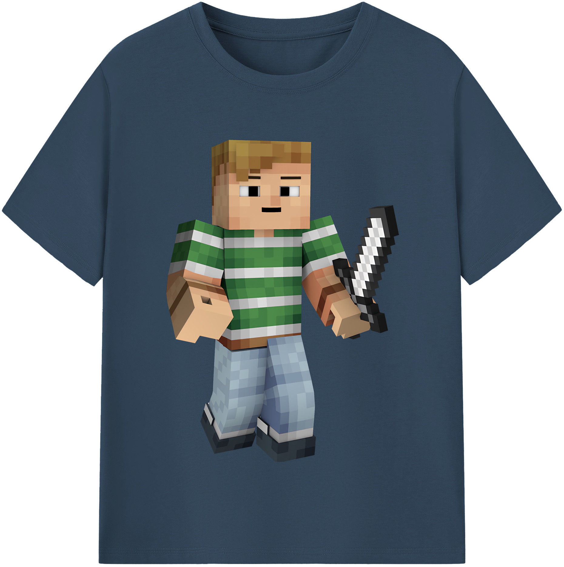 （画像用） マインクラフト ブロックの世界 Minecraft MC Block world 綿100％半袖Tシャツ（フロントプリント）