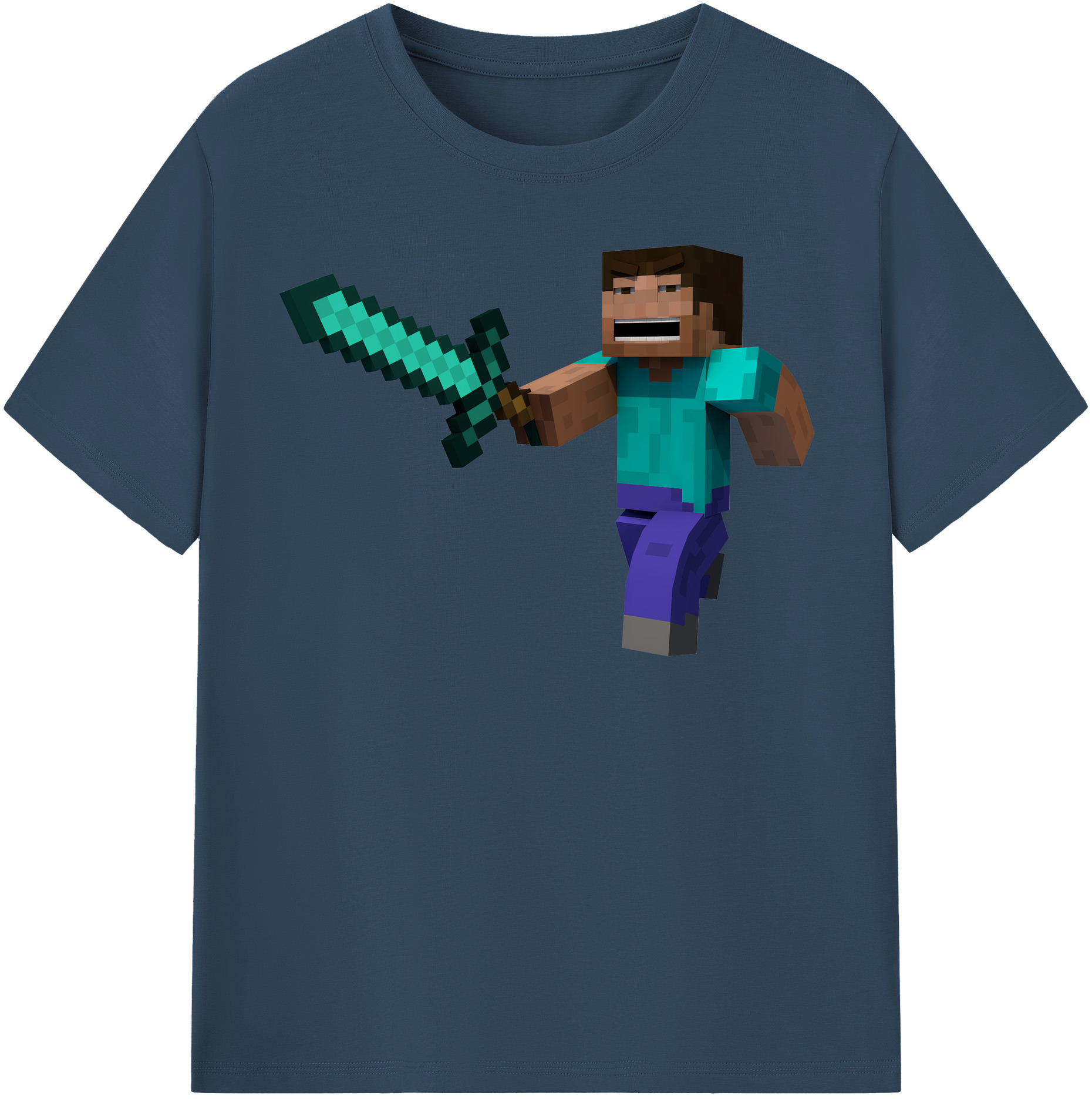 （画像用） マインクラフト ブロックの世界 Minecraft MC Block world 綿100％半袖Tシャツ（フロントプリント）