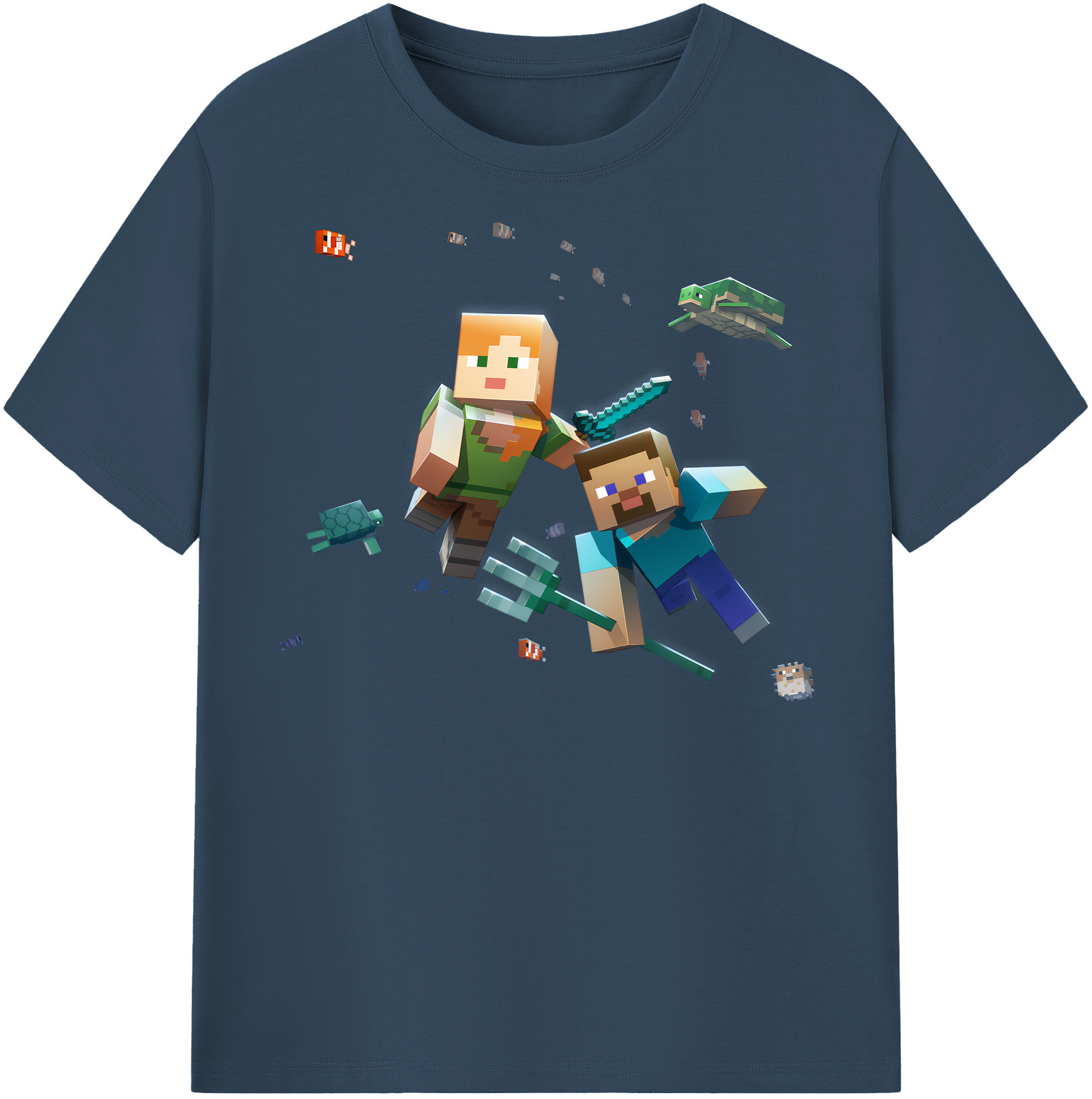 （画像用） マインクラフト ブロックの世界 Minecraft MC Block world 綿100％半袖Tシャツ（フロントプリント）