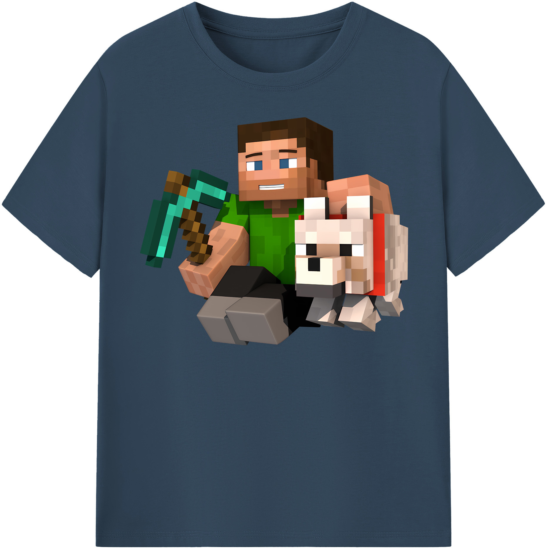 （画像用） マインクラフト ブロックの世界 Minecraft MC Block world 綿100％半袖Tシャツ（フロントプリント）