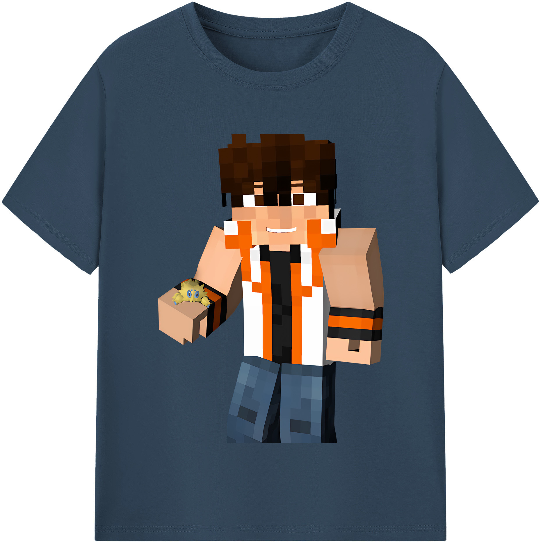 （画像用） マインクラフト ブロックの世界 Minecraft MC Block world 綿100％半袖Tシャツ（フロントプリント）