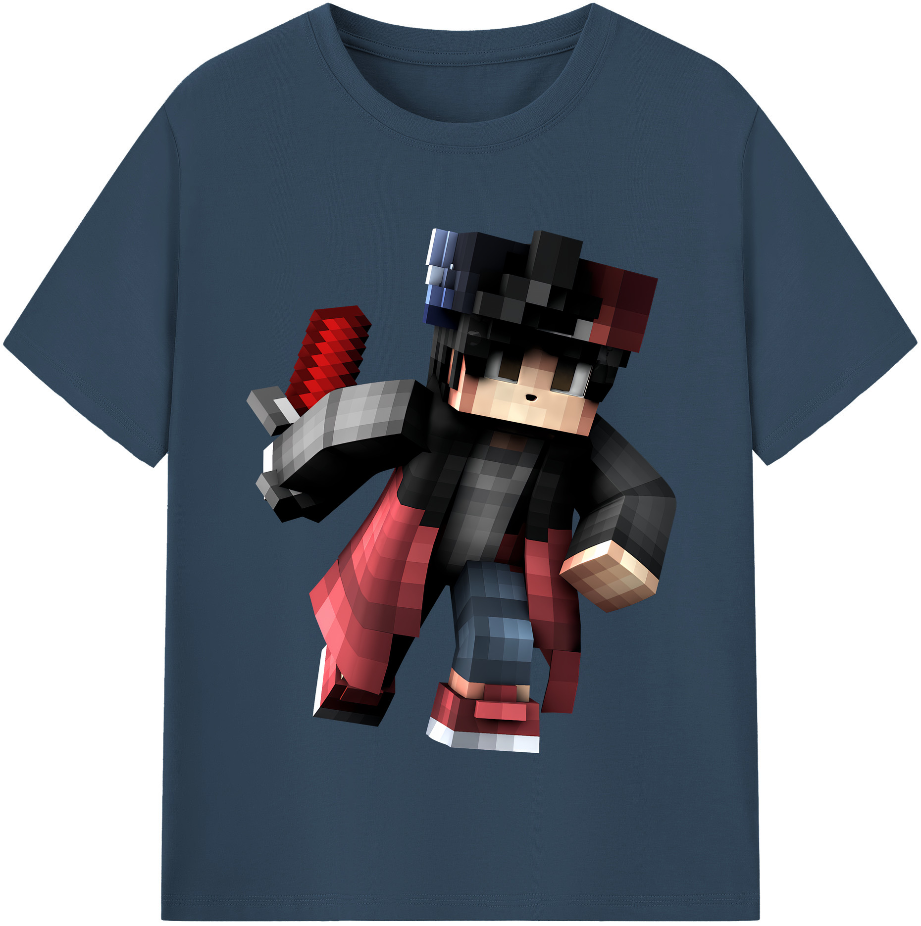 （画像用） マインクラフト ブロックの世界 Minecraft MC Block world 綿100％半袖Tシャツ（フロントプリント）