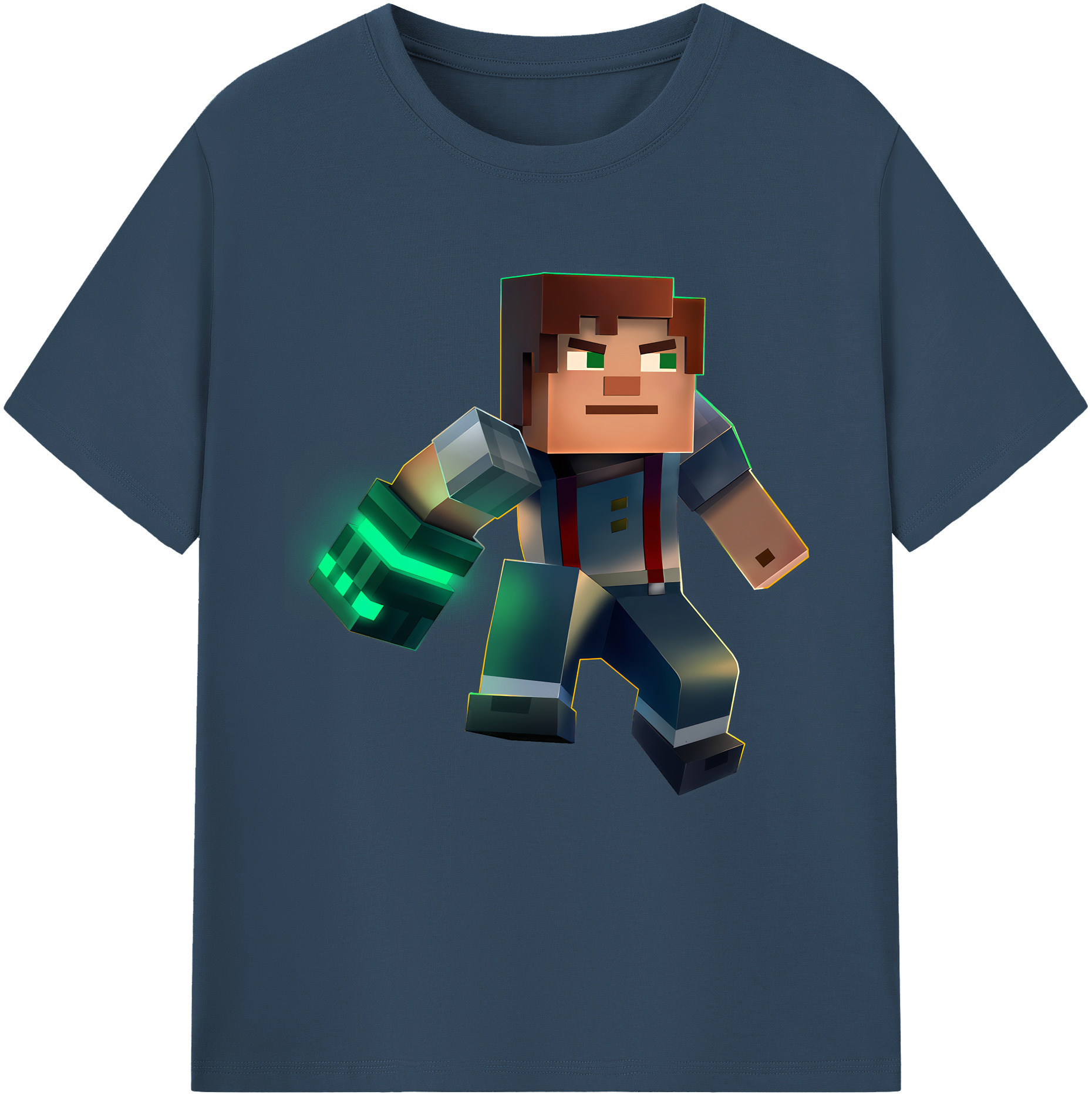 （画像用） マインクラフト ブロックの世界 Minecraft MC Block world 綿100％半袖Tシャツ（フロントプリント）