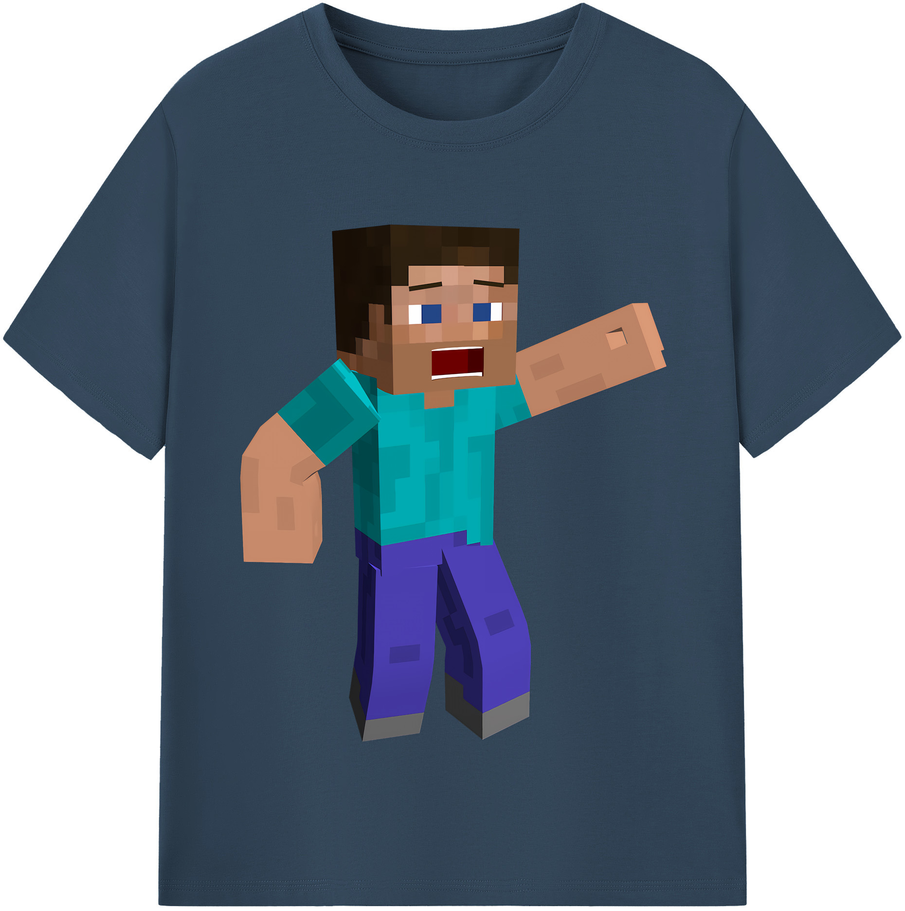 （画像用） マインクラフト ブロックの世界 Minecraft MC Block world 綿100％半袖Tシャツ（フロントプリント）