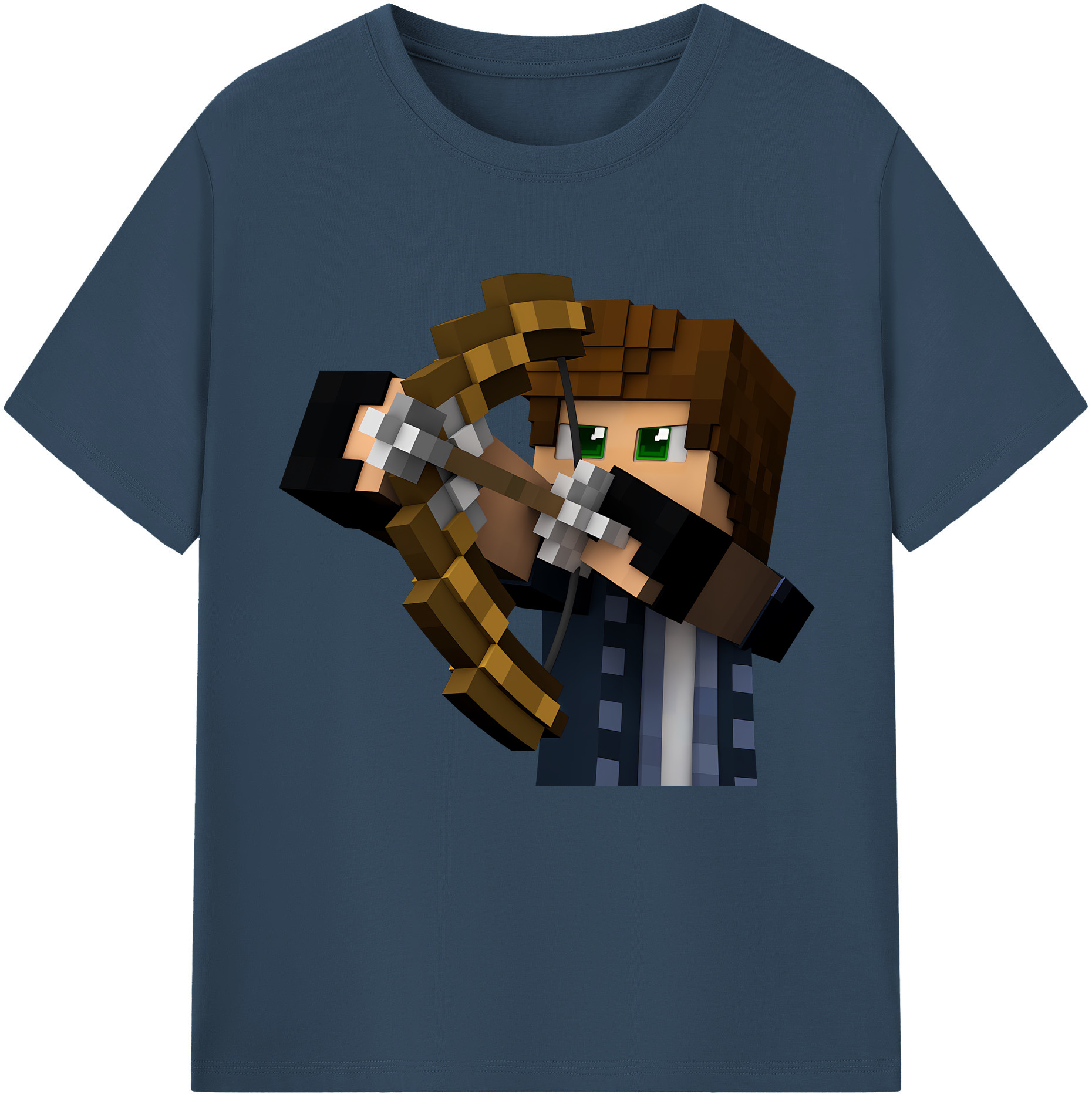（画像用） マインクラフト ブロックの世界 Minecraft MC Block world 綿100％半袖Tシャツ（フロントプリント）