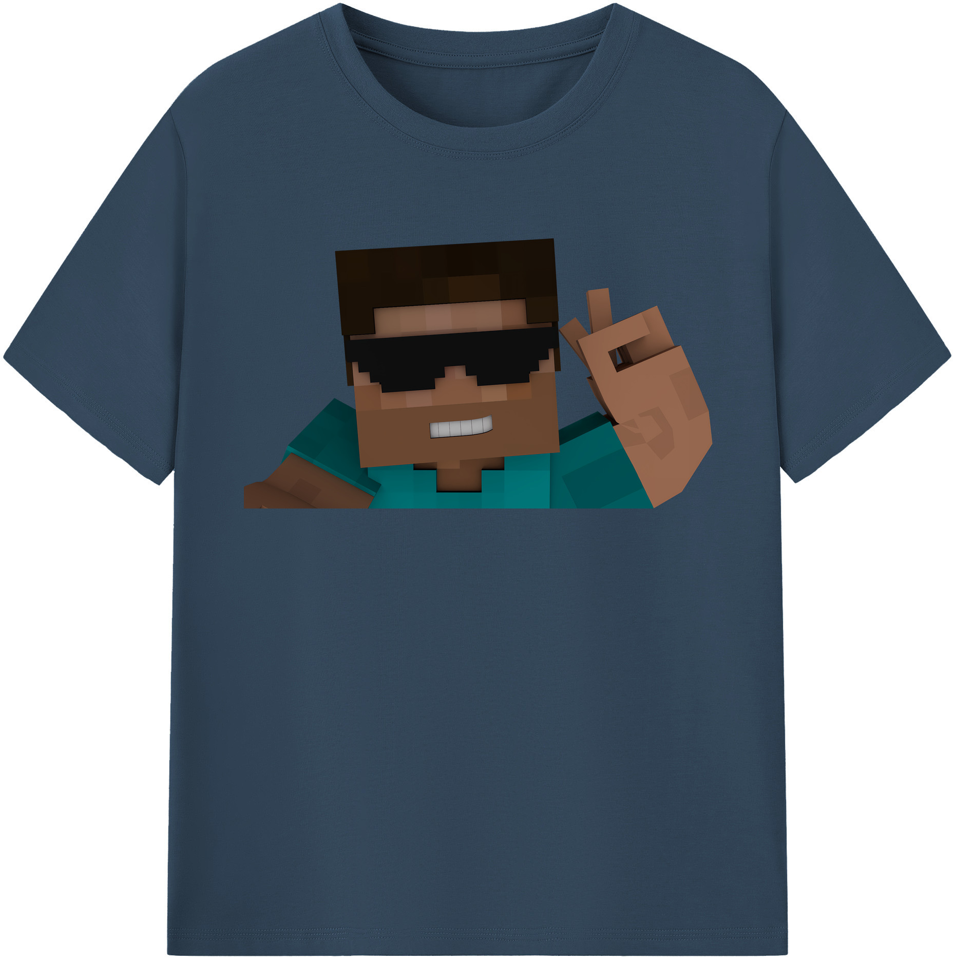 （画像用） マインクラフト ブロックの世界 Minecraft MC Block world 綿100％半袖Tシャツ（フロントプリント）