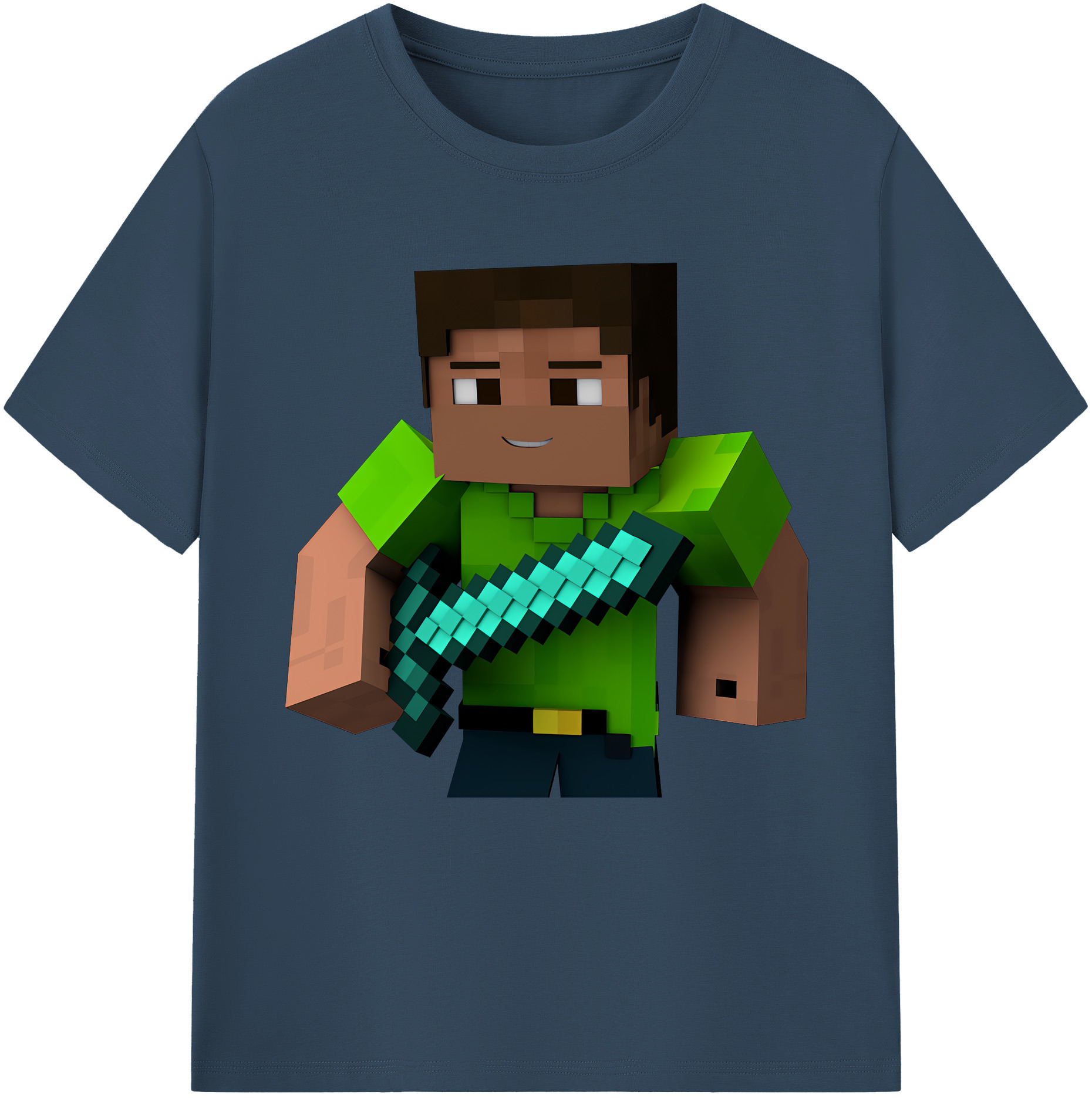 （画像用） マインクラフト ブロックの世界 Minecraft MC Block world 綿100％半袖Tシャツ（フロントプリント）