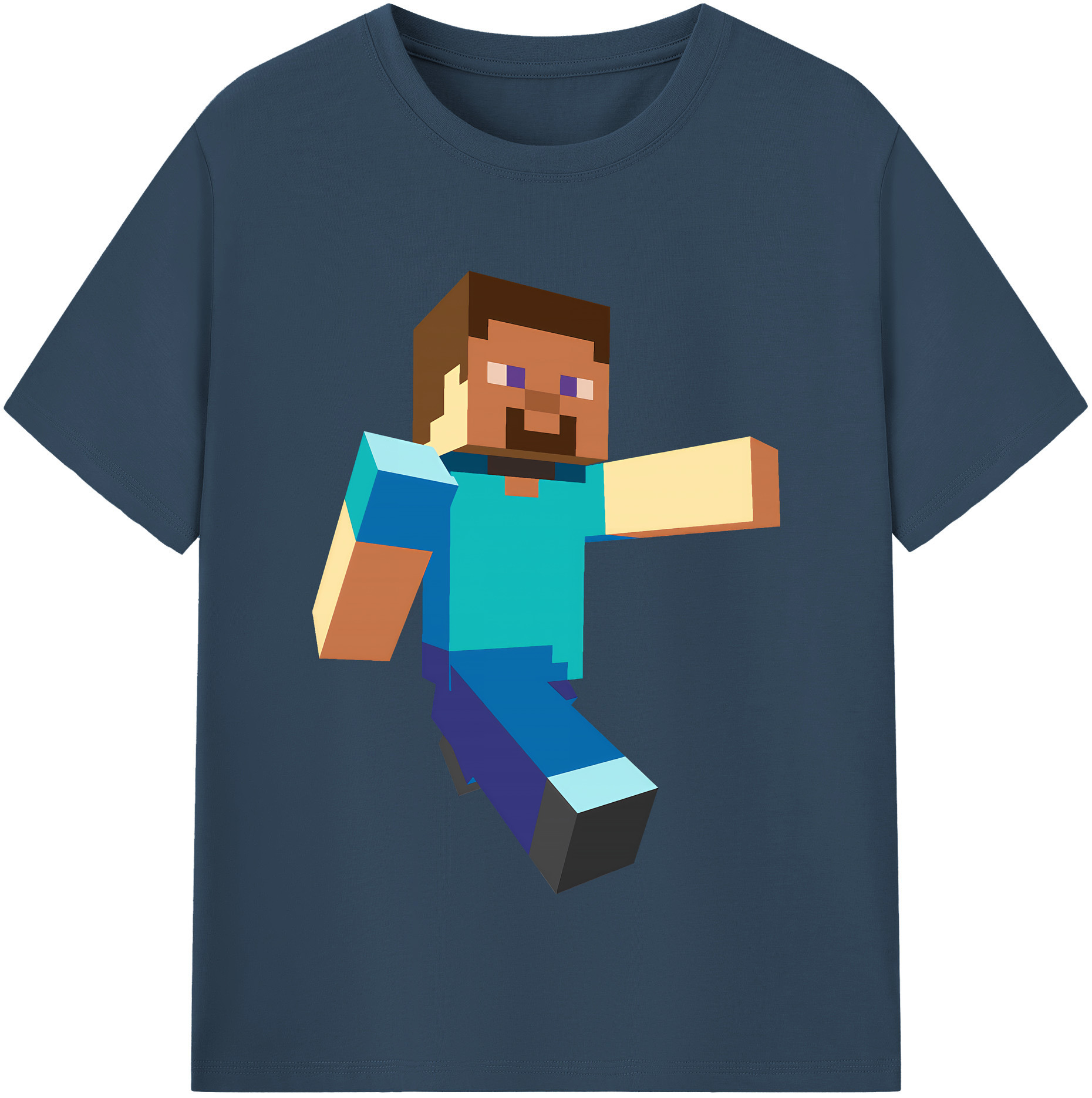 （画像用） マインクラフト ブロックの世界 Minecraft MC Block world 綿100％半袖Tシャツ（フロントプリント）
