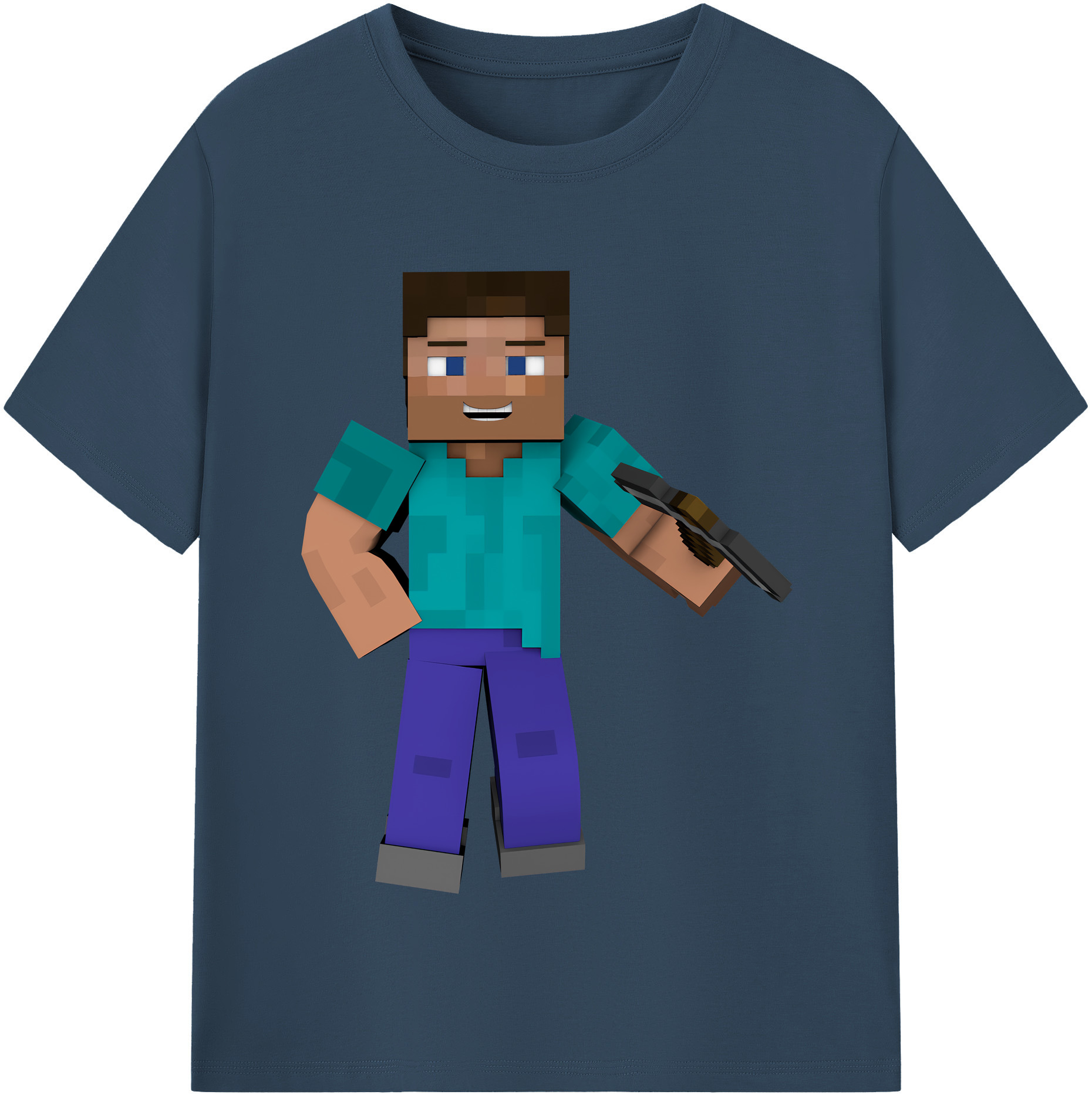 （画像用） マインクラフト ブロックの世界 Minecraft MC Block world 綿100％半袖Tシャツ（フロントプリント）