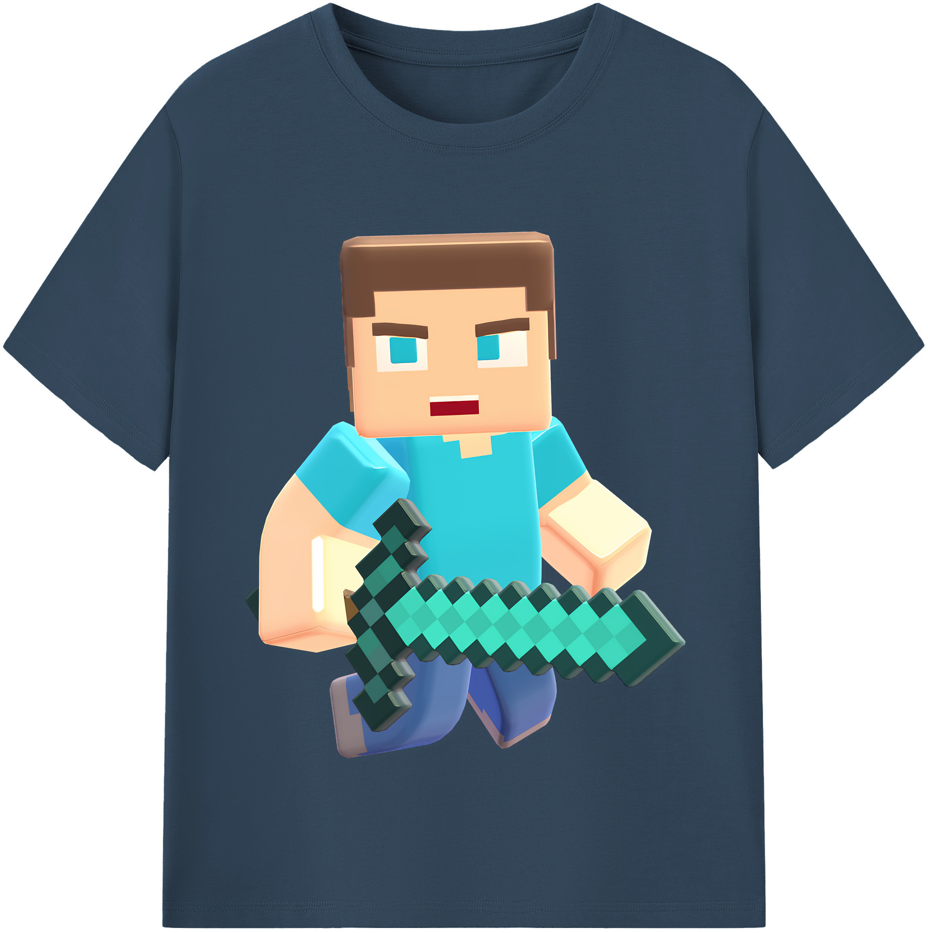 （画像用） マインクラフト ブロックの世界 Minecraft MC Block world 綿100％半袖Tシャツ（フロントプリント）
