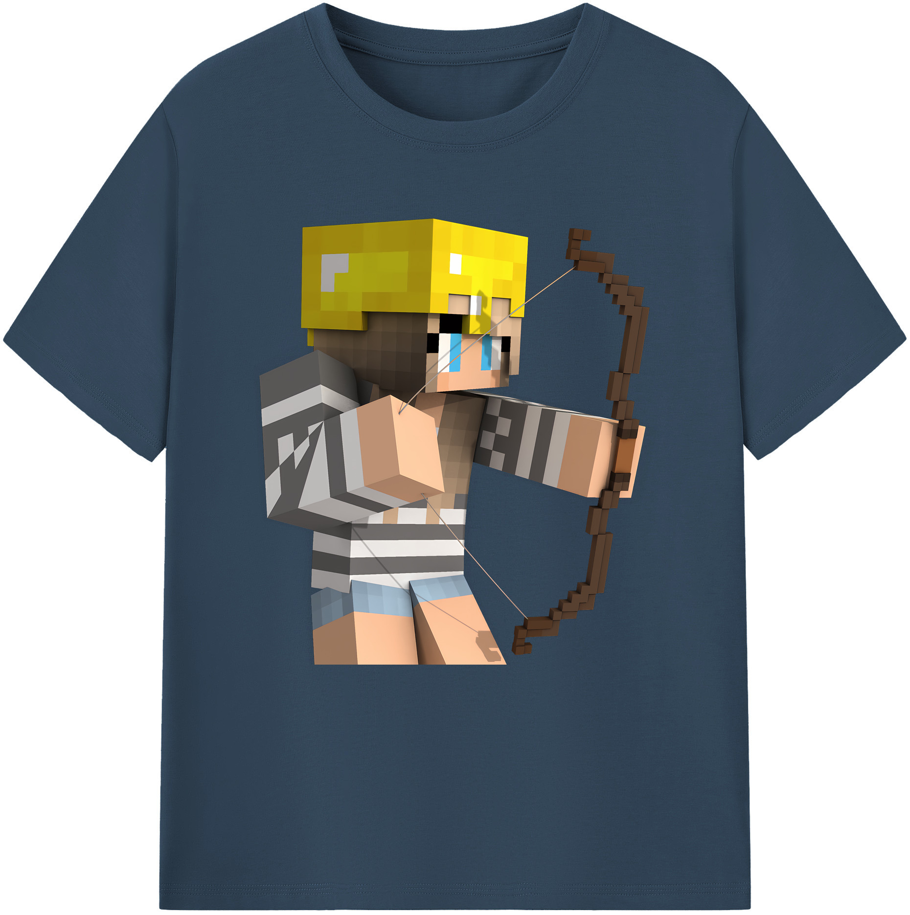 （画像用） マインクラフト ブロックの世界 Minecraft MC Block world 綿100％半袖Tシャツ（フロントプリント）