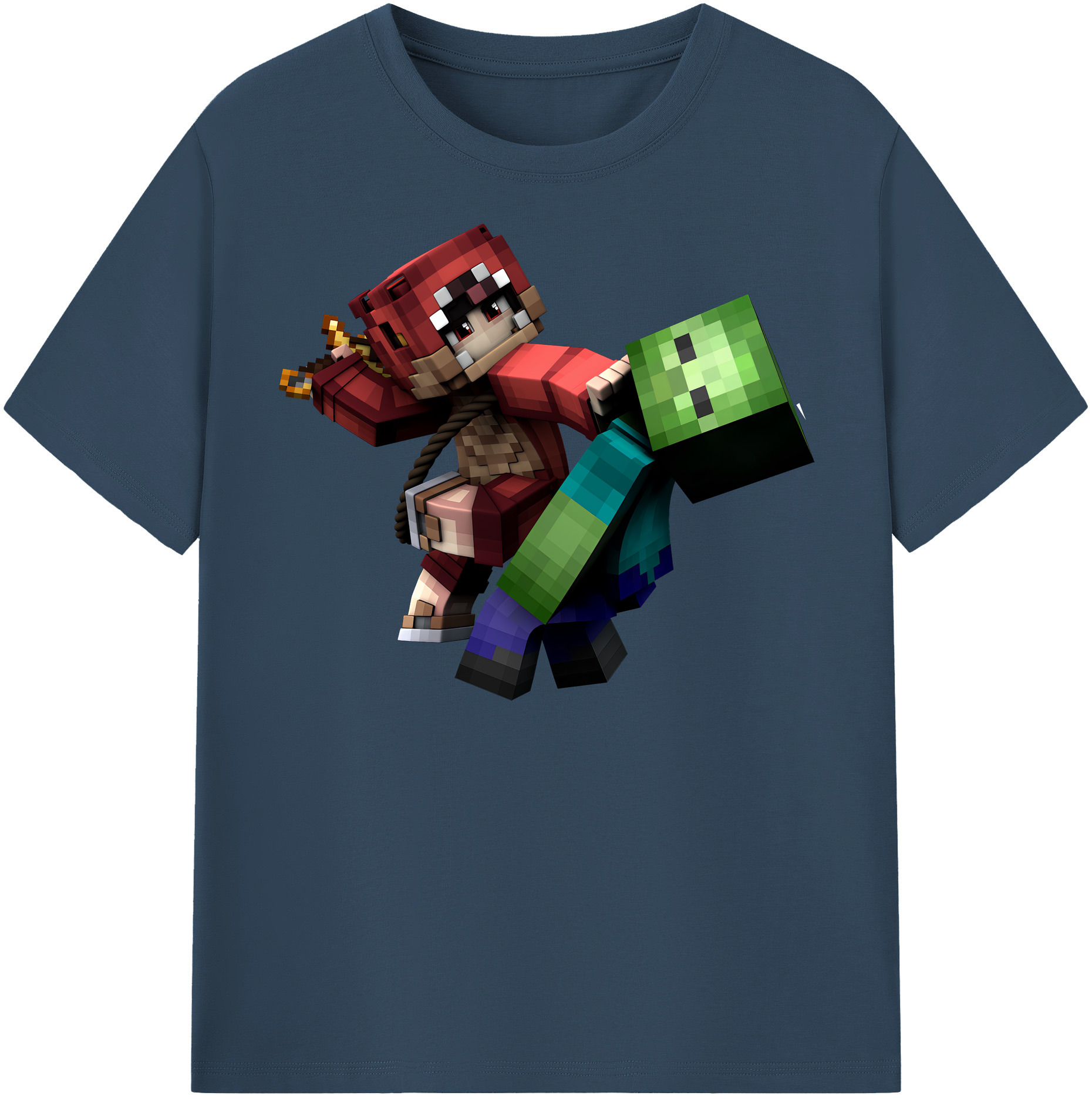 （画像用） マインクラフト ブロックの世界 Minecraft MC Block world 綿100％半袖Tシャツ（フロントプリント）