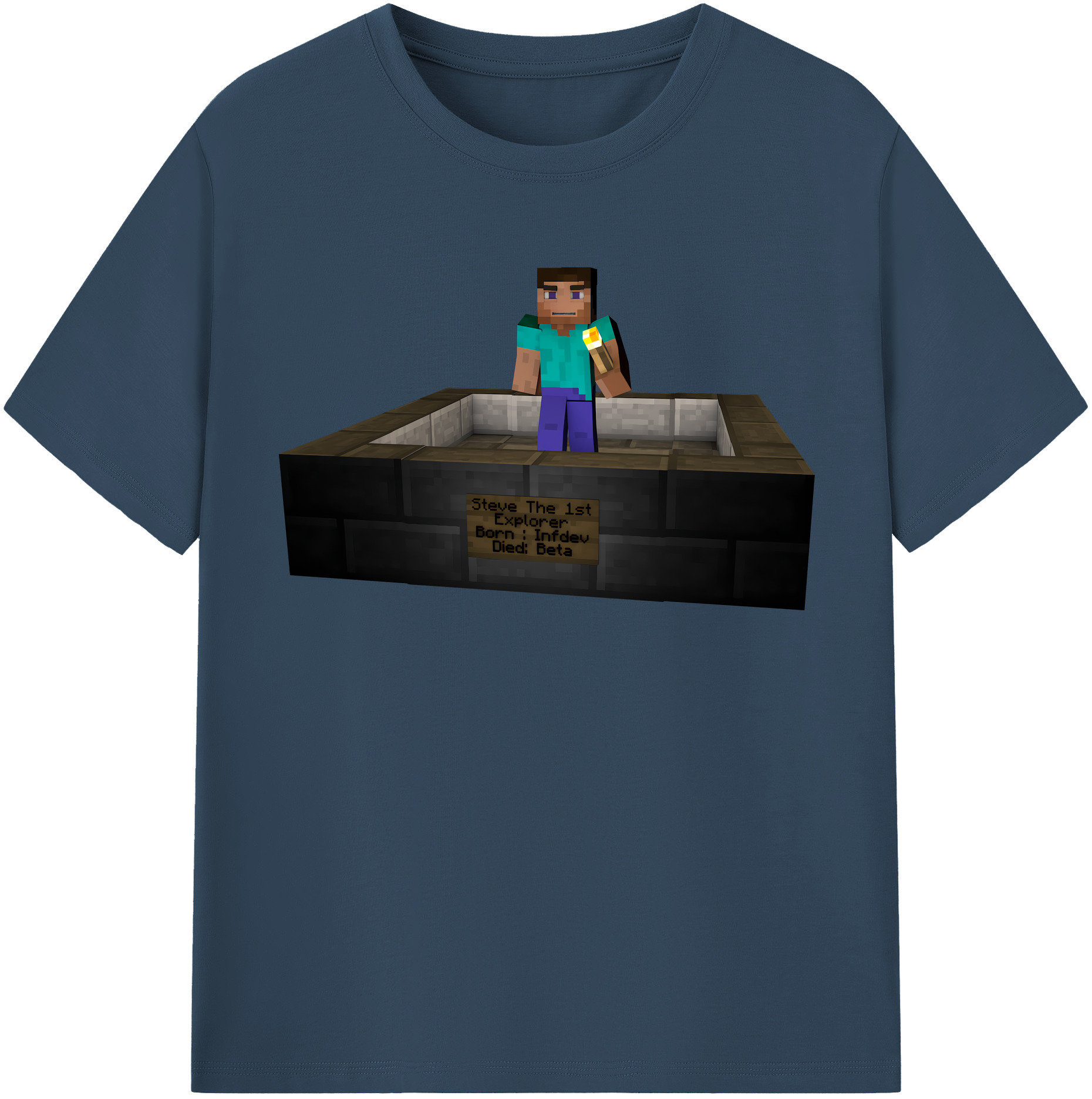 （画像用） マインクラフト ブロックの世界 Minecraft MC Block world 綿100％半袖Tシャツ（フロントプリント）