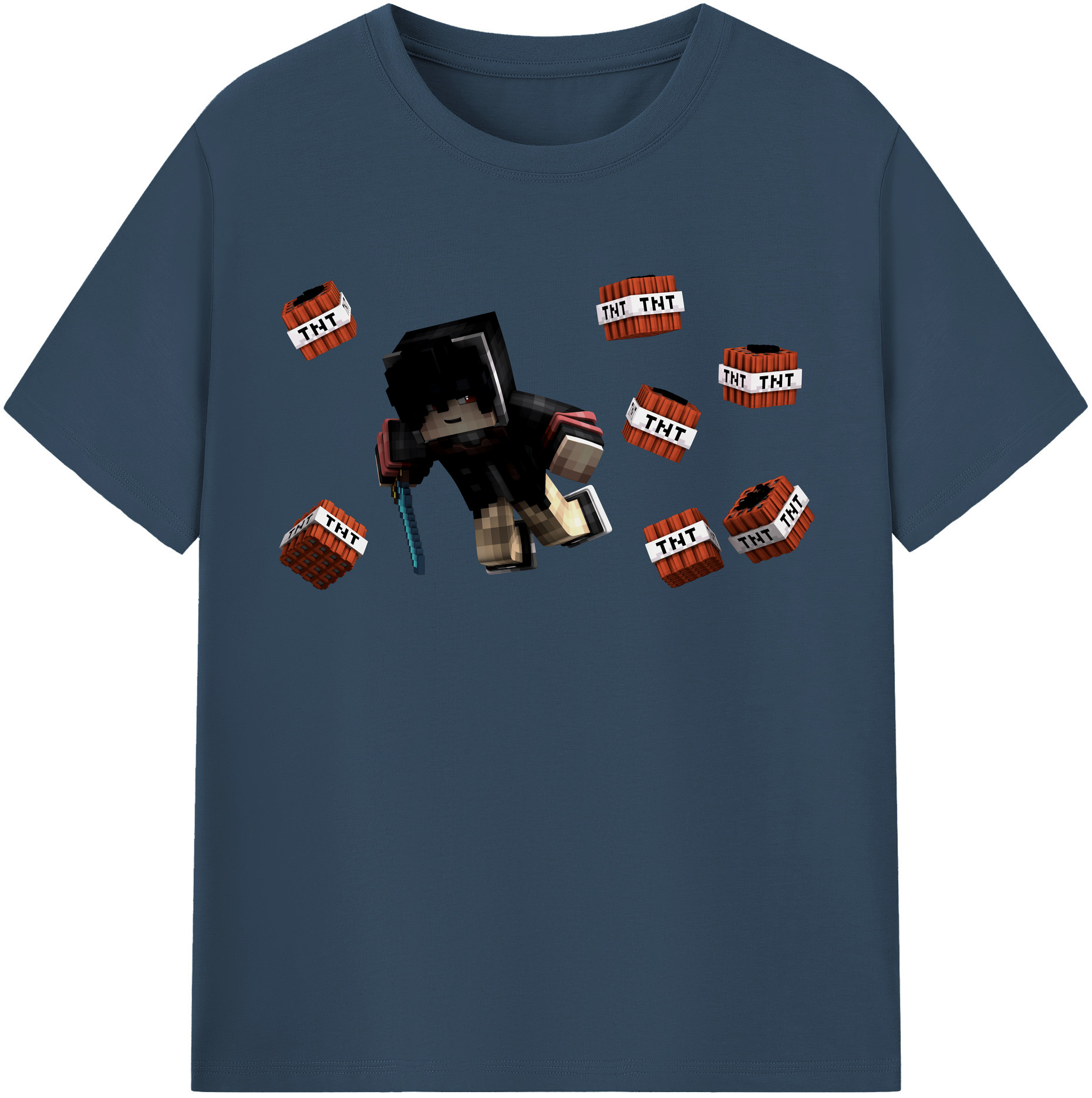 （画像用） マインクラフト ブロックの世界 Minecraft MC Block world 綿100％半袖Tシャツ（フロントプリント）