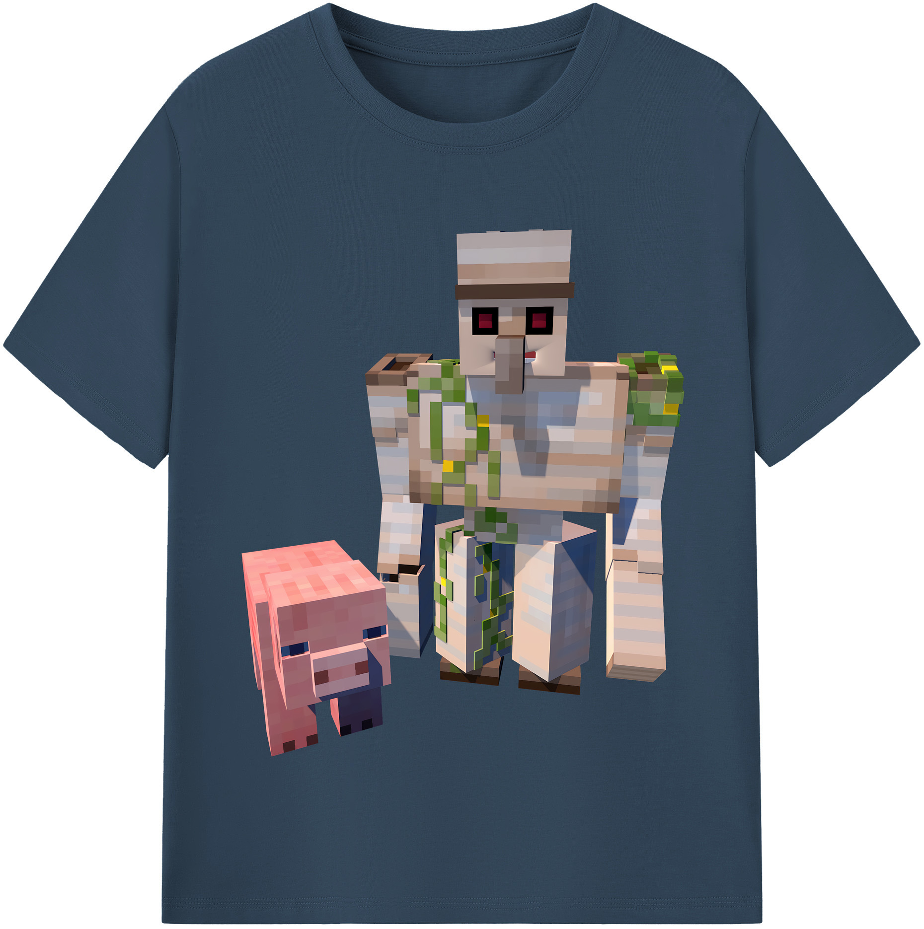 （画像用） マインクラフト ブロックの世界 Minecraft MC Block world 綿100％半袖Tシャツ（フロントプリント）