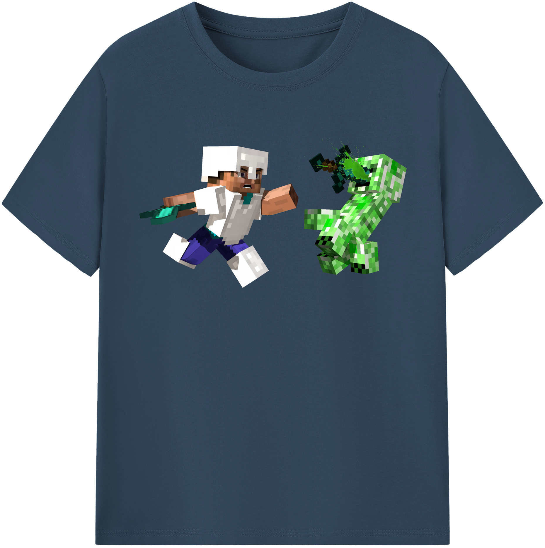 （画像用） マインクラフト ブロックの世界 Minecraft MC Block world 綿100％半袖Tシャツ（フロントプリント）