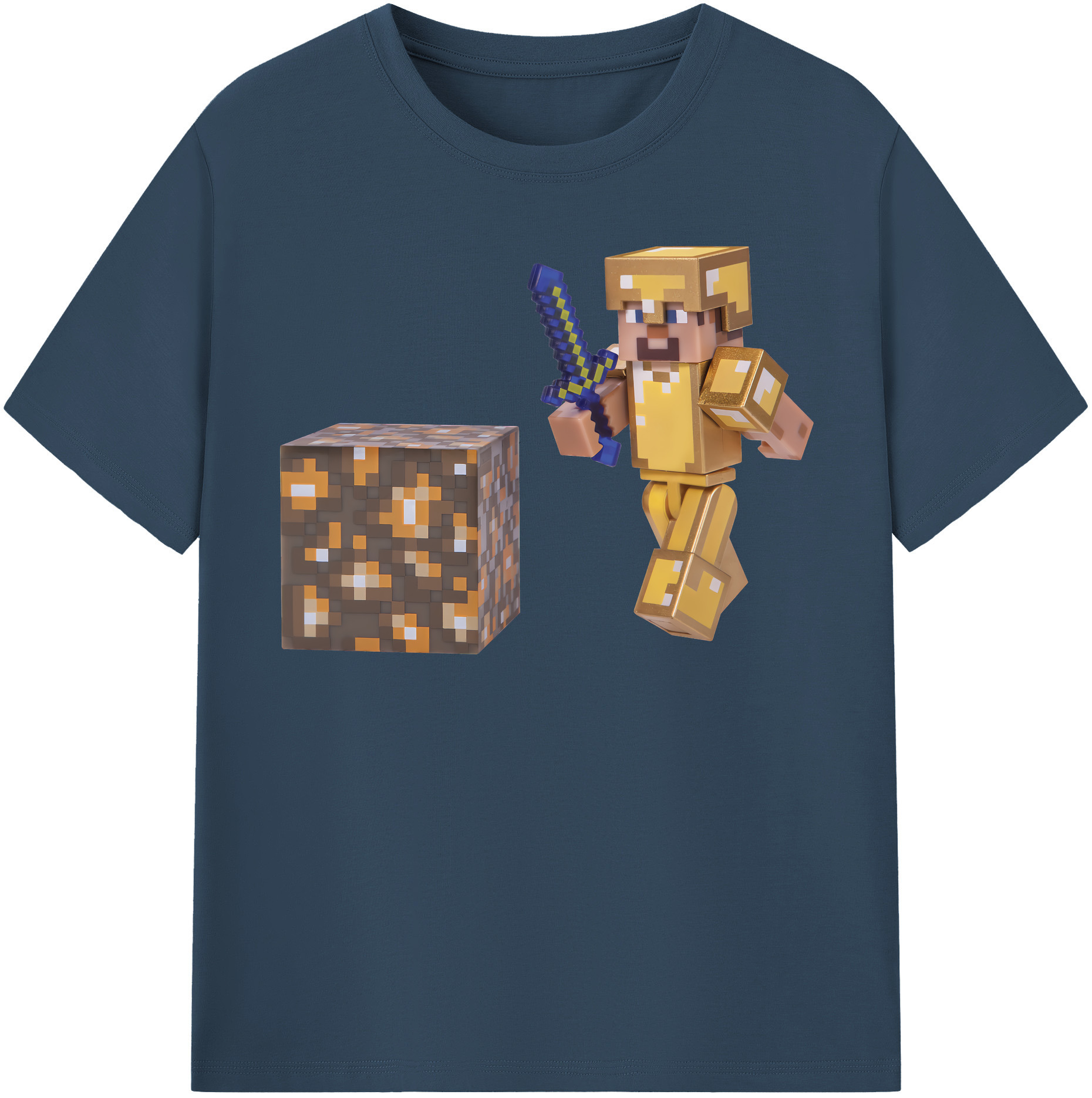 （画像用） マインクラフト ブロックの世界 Minecraft MC Block world 綿100％半袖Tシャツ（フロントプリント）