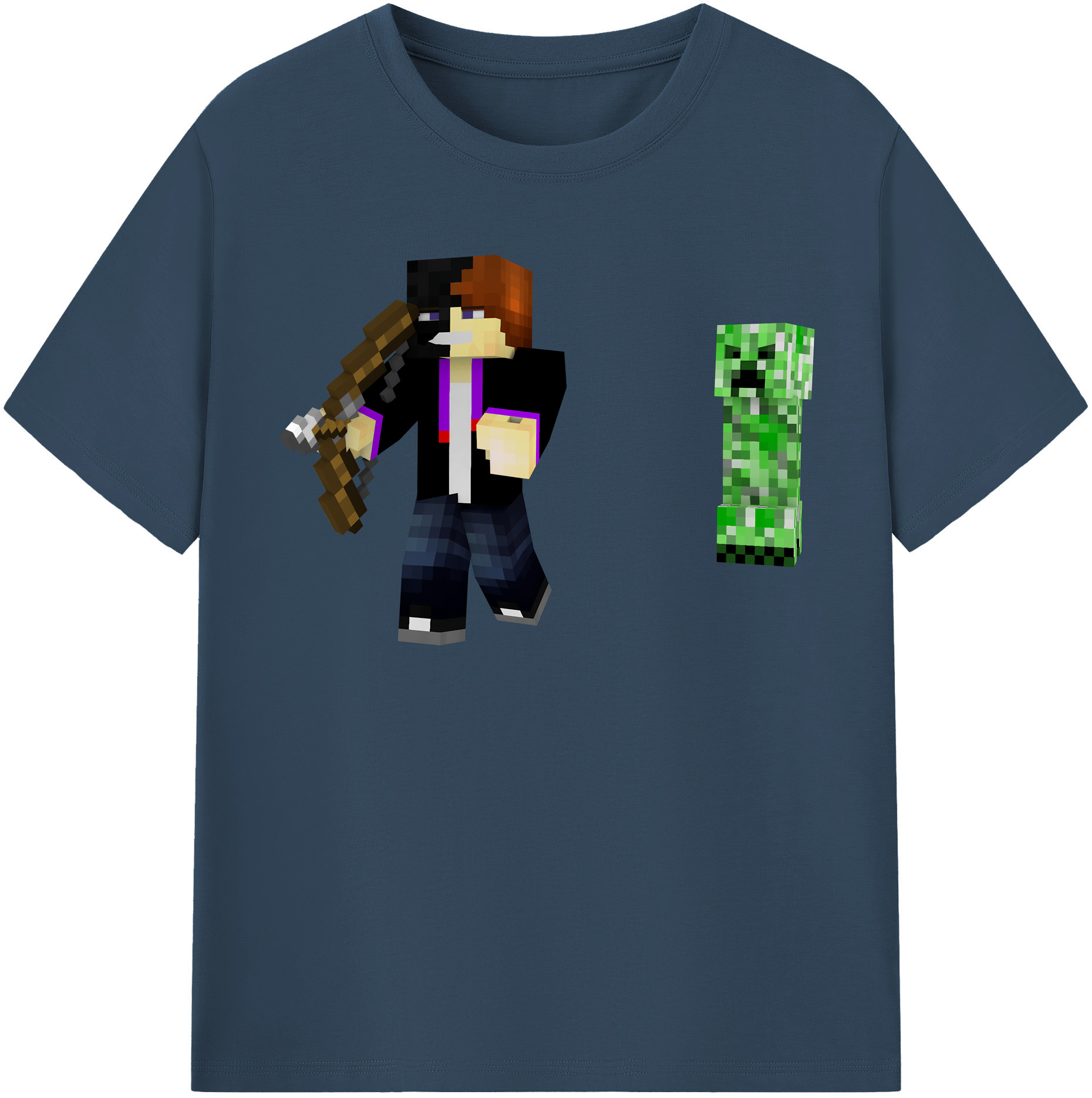 （画像用） マインクラフト ブロックの世界 Minecraft MC Block world 綿100％半袖Tシャツ（フロントプリント）
