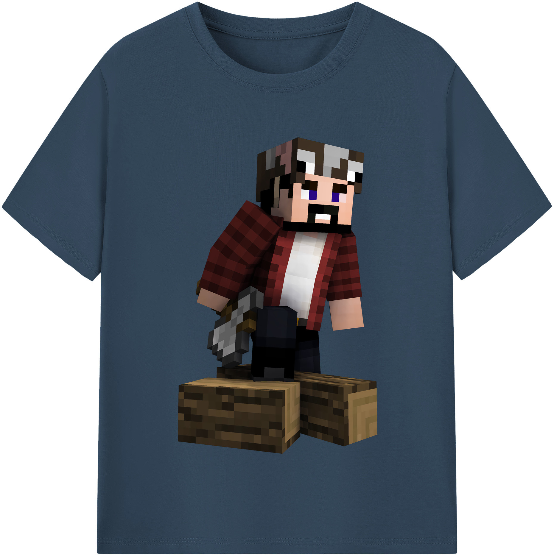 （画像用） マインクラフト ブロックの世界 Minecraft MC Block world 綿100％半袖Tシャツ（フロントプリント）