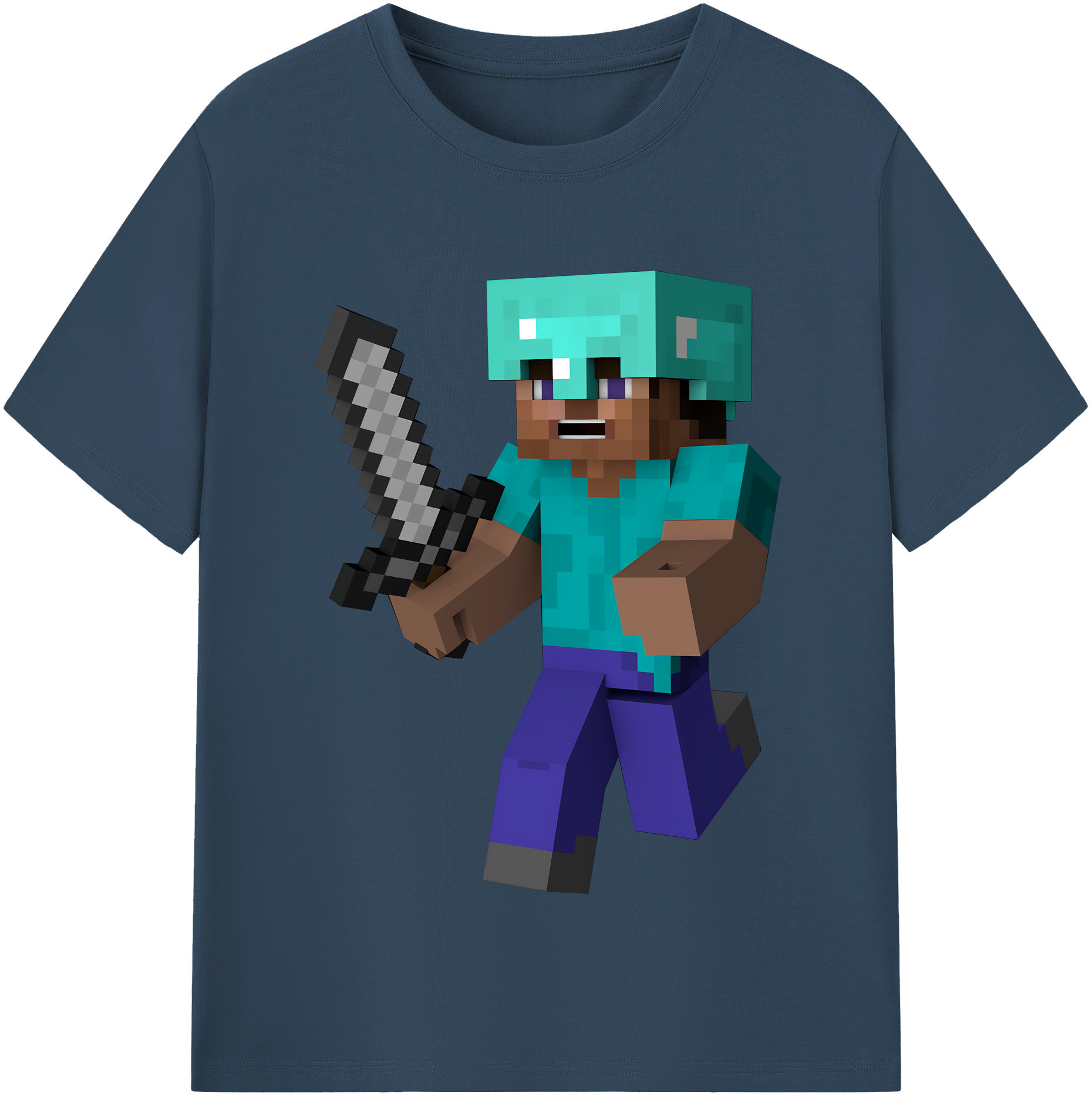 （画像用） マインクラフト ブロックの世界 Minecraft MC Block world 綿100％半袖Tシャツ（フロントプリント）