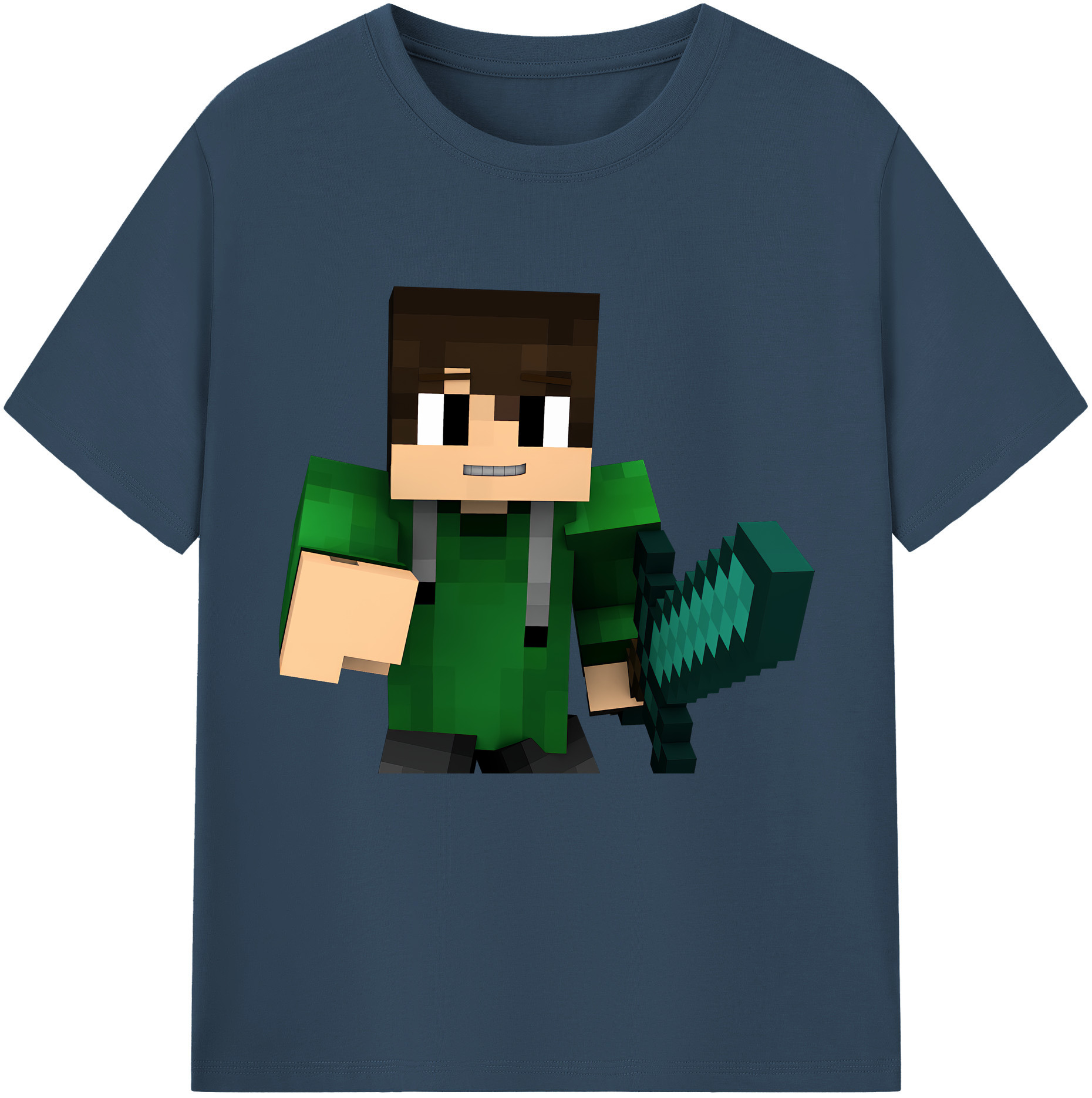 （画像用） マインクラフト ブロックの世界 Minecraft MC Block world 綿100％半袖Tシャツ（フロントプリント）