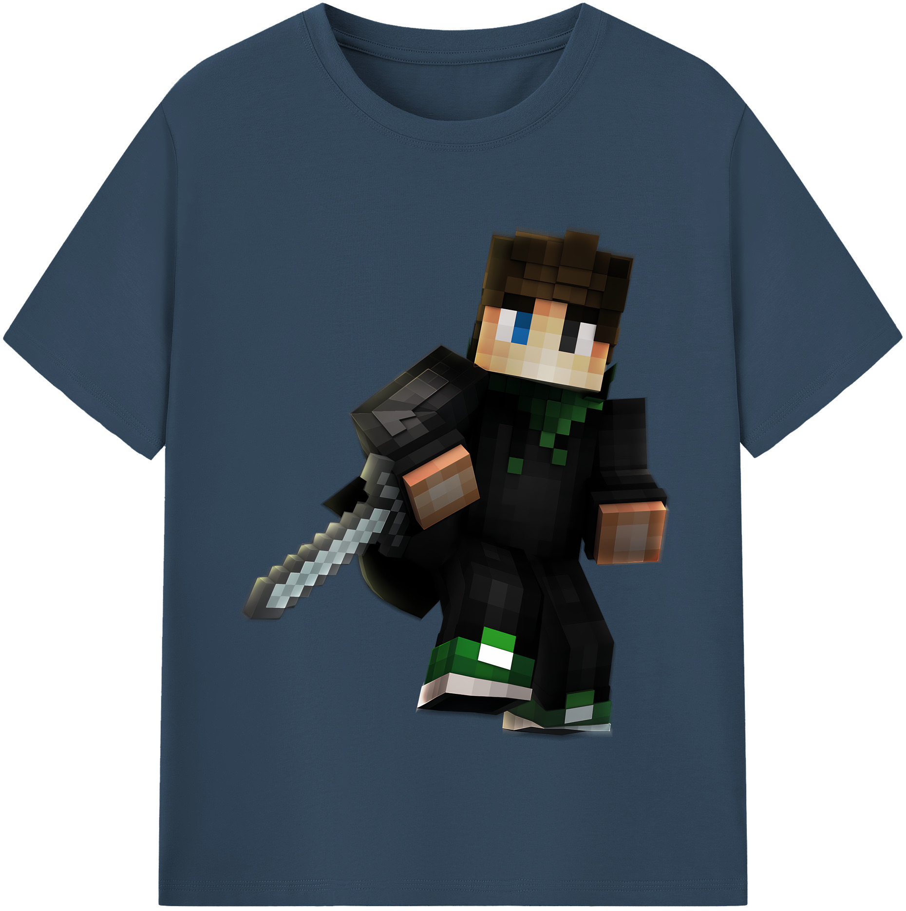 （画像用） マインクラフト ブロックの世界 Minecraft MC Block world 綿100％半袖Tシャツ（フロントプリント）
