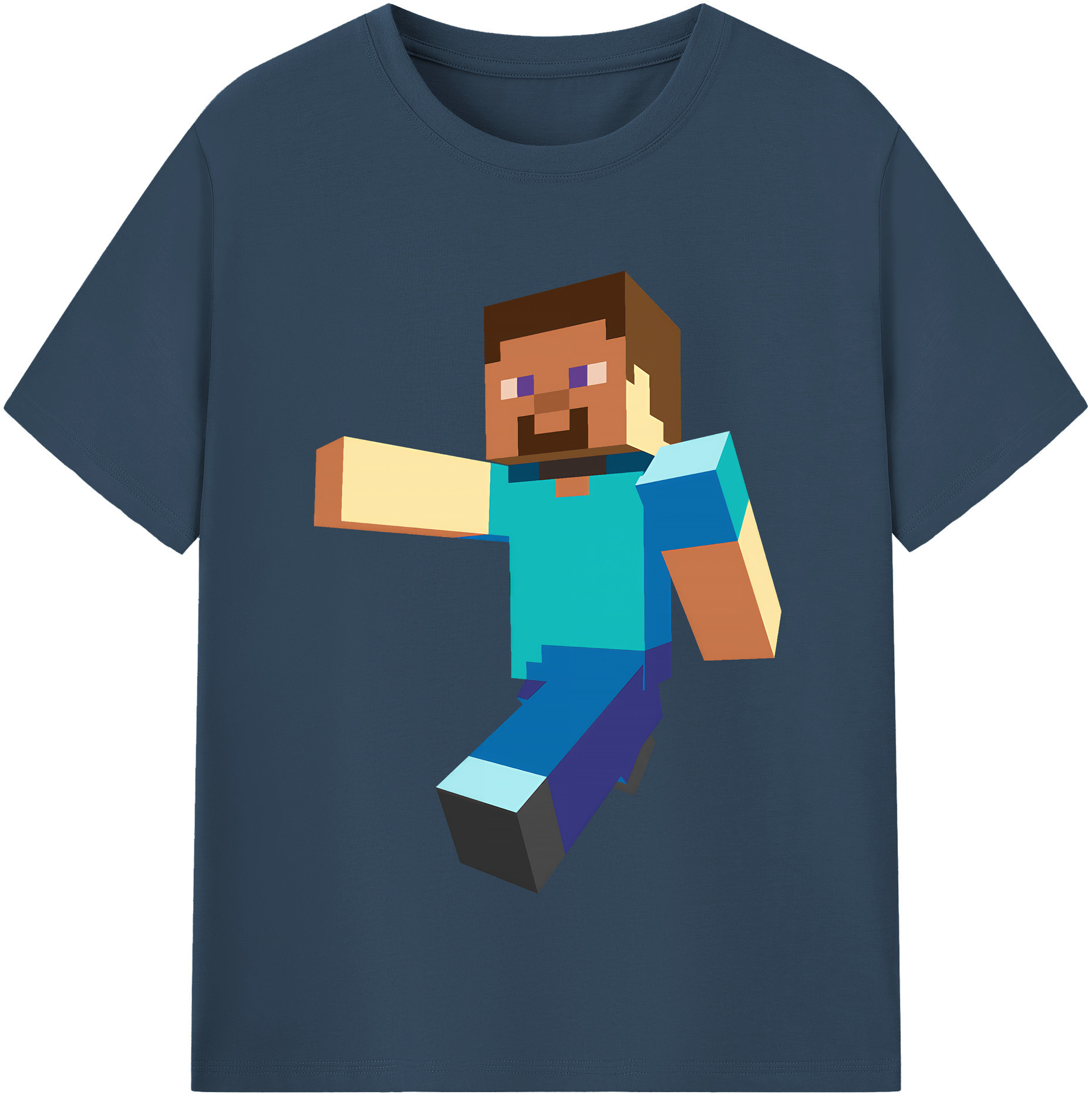 （画像用） マインクラフト ブロックの世界 Minecraft MC Block world 綿100％半袖Tシャツ（フロントプリント）