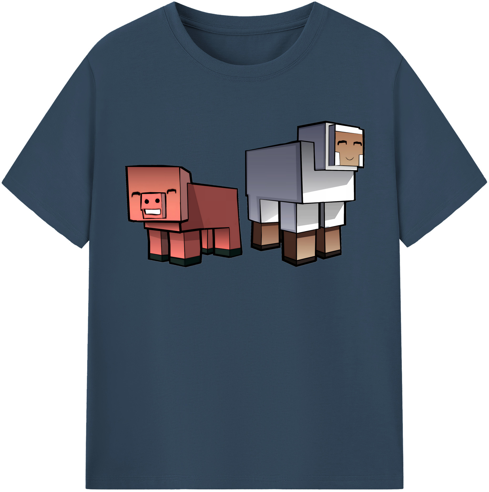 （画像用） マインクラフト ブロックの世界 Minecraft MC Block world 綿100％半袖Tシャツ（フロントプリント）