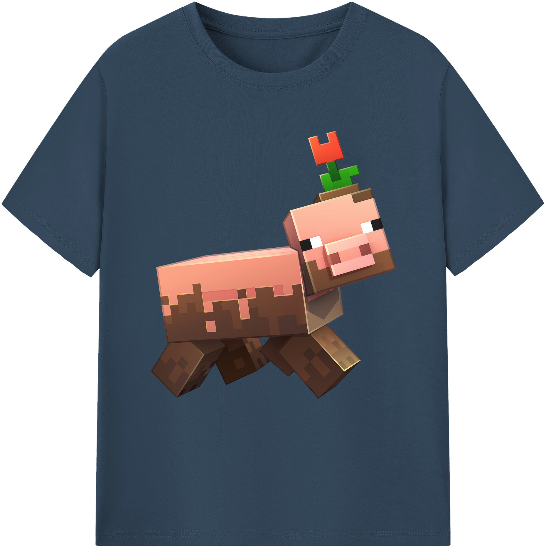 （画像用） マインクラフト ブロックの世界 Minecraft MC Block world 綿100％半袖Tシャツ（フロントプリント）