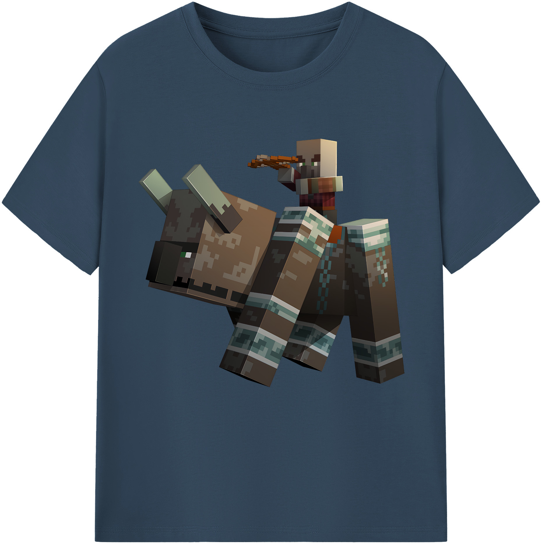 （画像用） マインクラフト ブロックの世界 Minecraft MC Block world 綿100％半袖Tシャツ（フロントプリント）