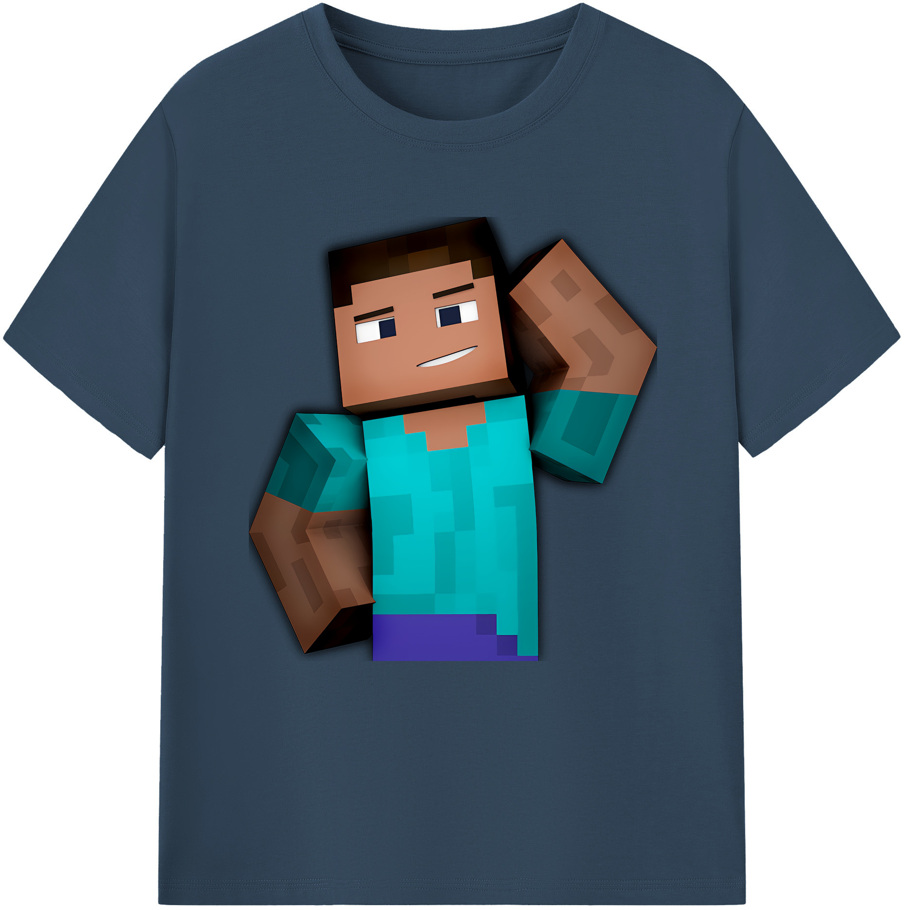 （画像用） マインクラフト ブロックの世界 Minecraft MC Block world 綿100％半袖Tシャツ（フロントプリント）