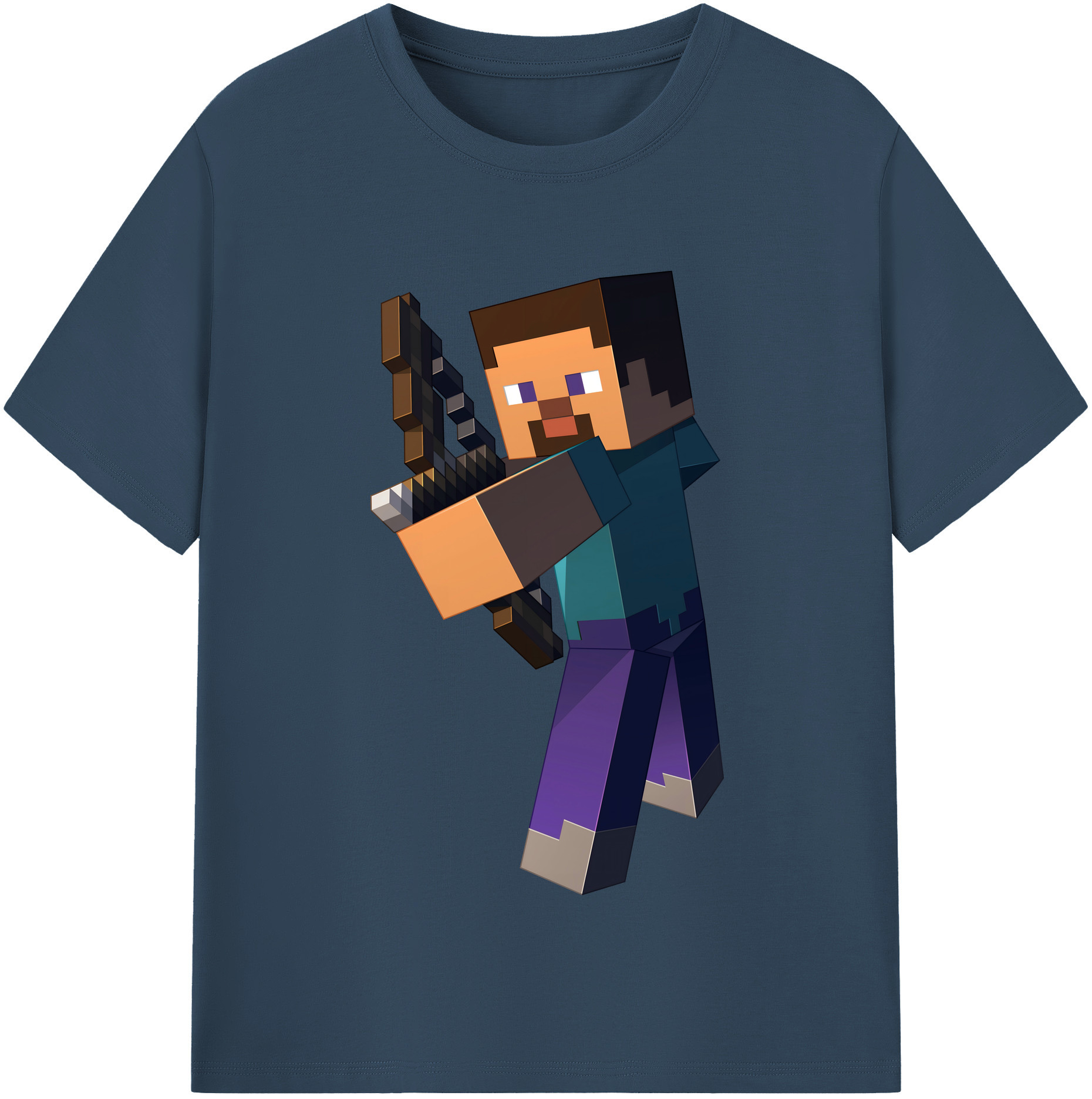 （画像用） マインクラフト ブロックの世界 Minecraft MC Block world 綿100％半袖Tシャツ（フロントプリント）