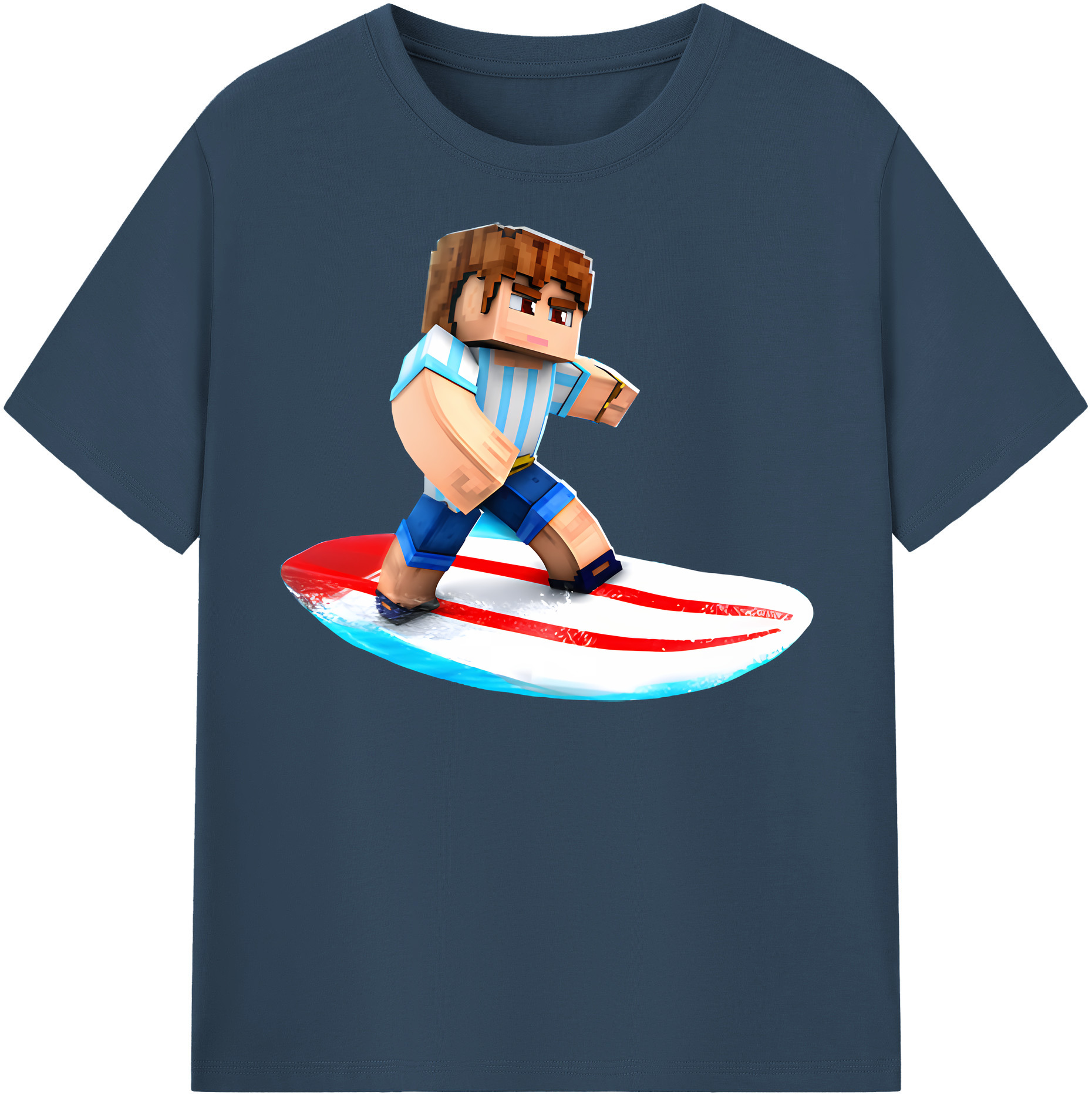 （画像用） マインクラフト ブロックの世界 Minecraft MC Block world 綿100％半袖Tシャツ（フロントプリント）
