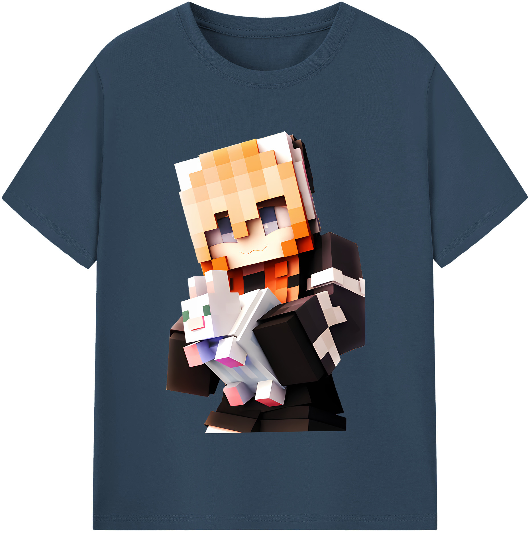 （画像用） マインクラフト ブロックの世界 Minecraft MC Block world 綿100％半袖Tシャツ（フロントプリント）