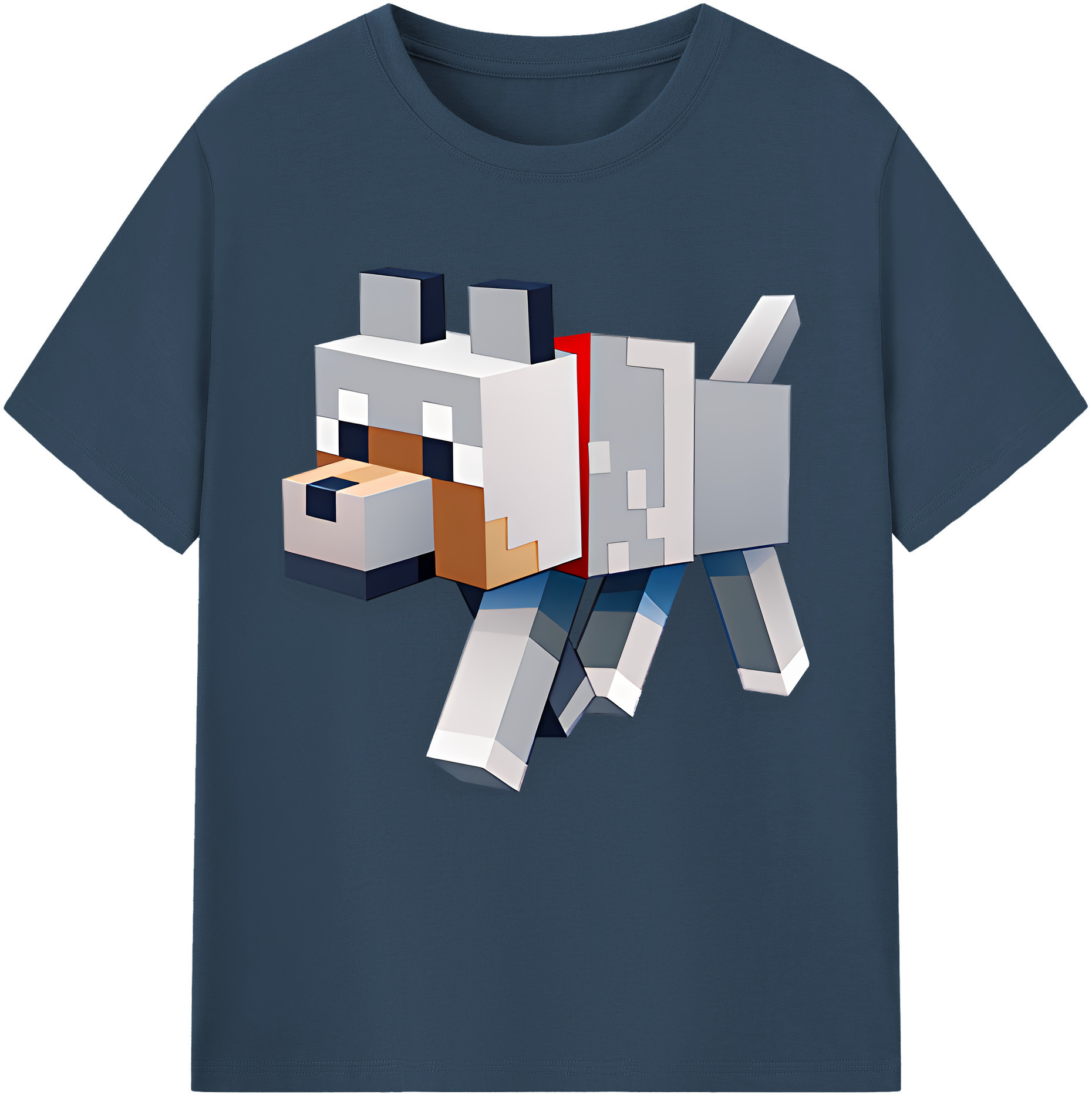 （画像用） マインクラフト ブロックの世界 Minecraft MC Block world 綿100％半袖Tシャツ（フロントプリント）