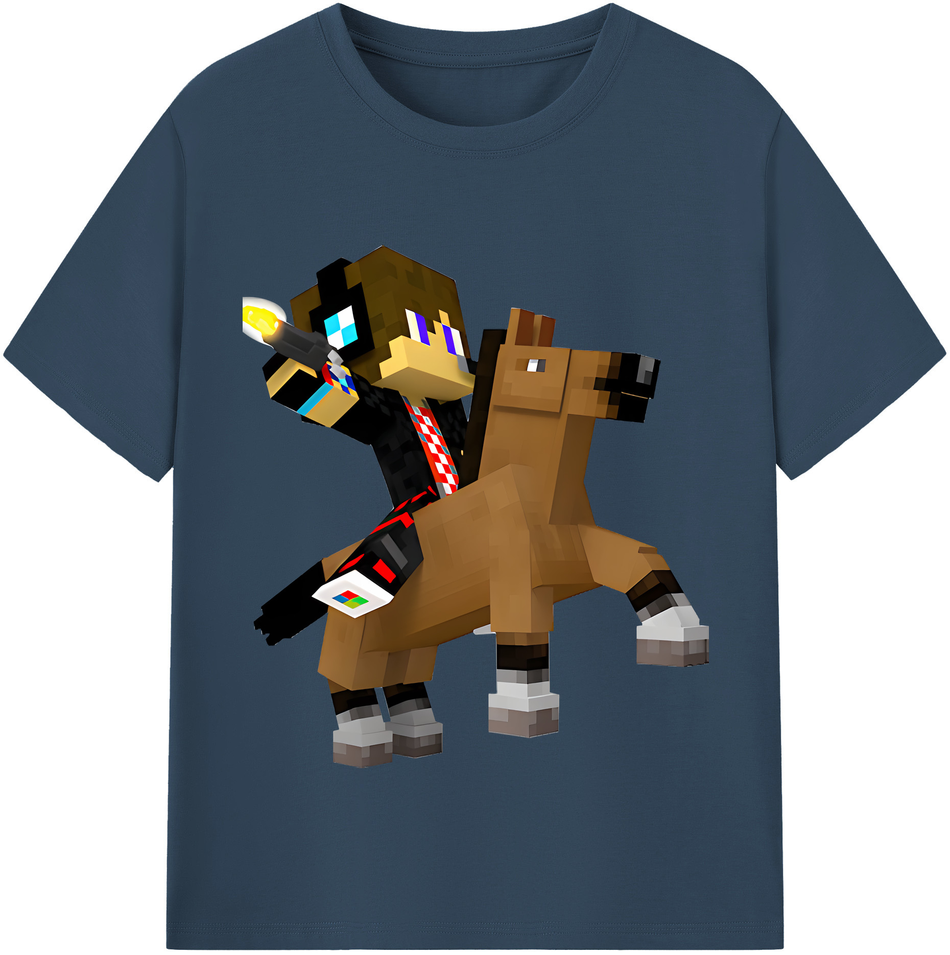 （画像用） マインクラフト ブロックの世界 Minecraft MC Block world 綿100％半袖Tシャツ（フロントプリント）