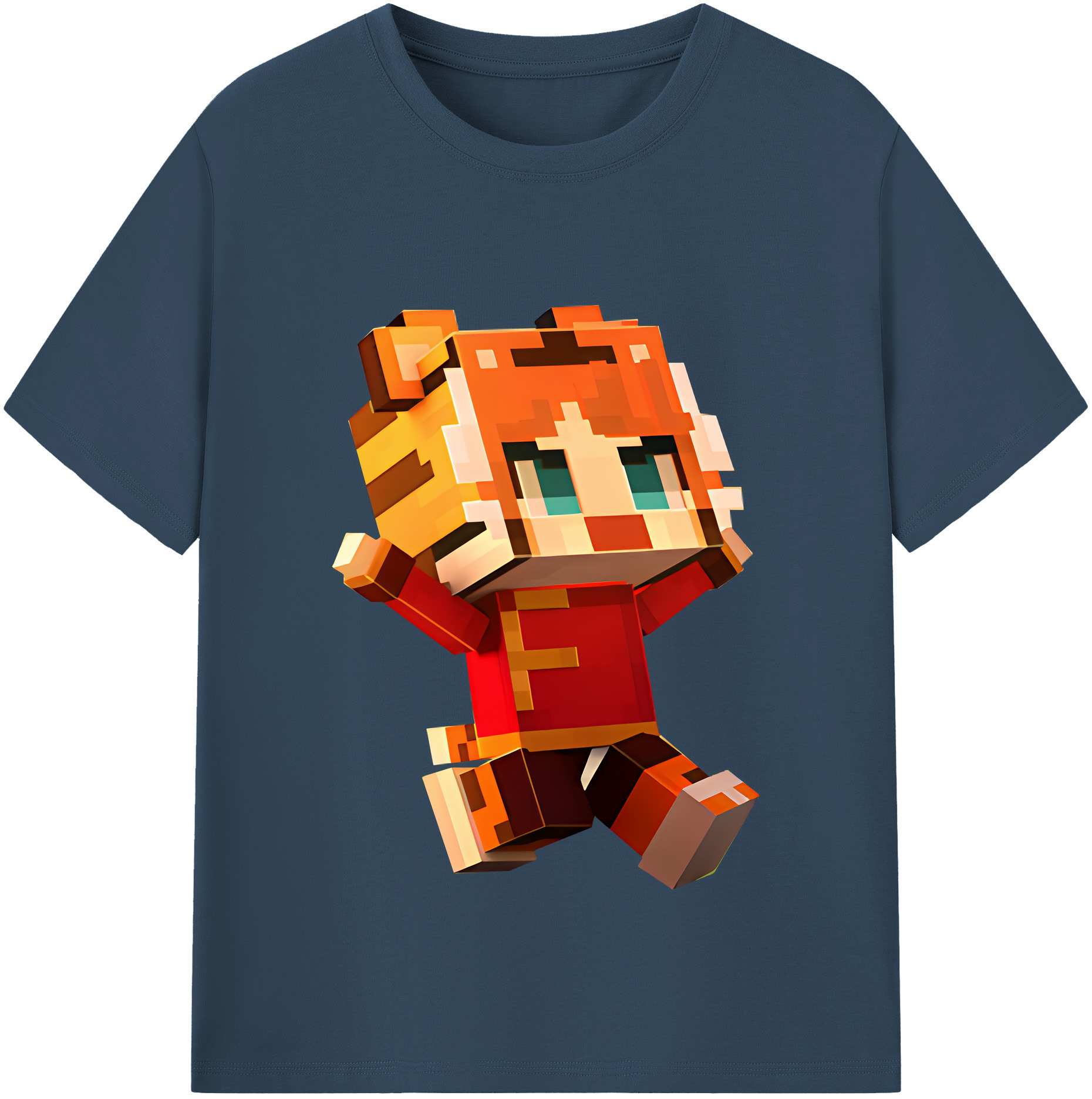 （画像用） マインクラフト ブロックの世界 Minecraft MC Block world 綿100％半袖Tシャツ（フロントプリント）