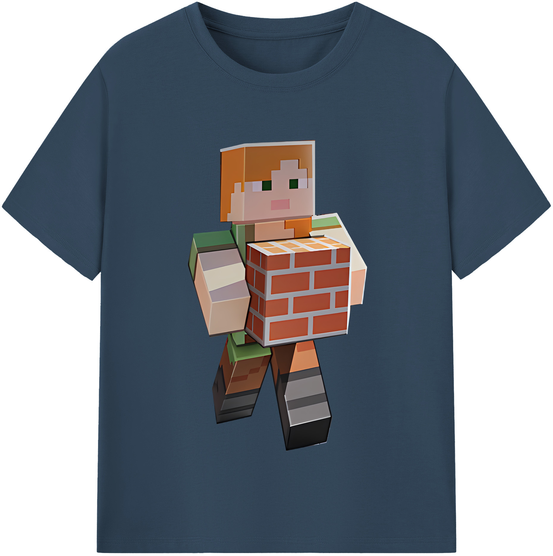 （画像用） マインクラフト ブロックの世界 Minecraft MC Block world 綿100％半袖Tシャツ（フロントプリント）