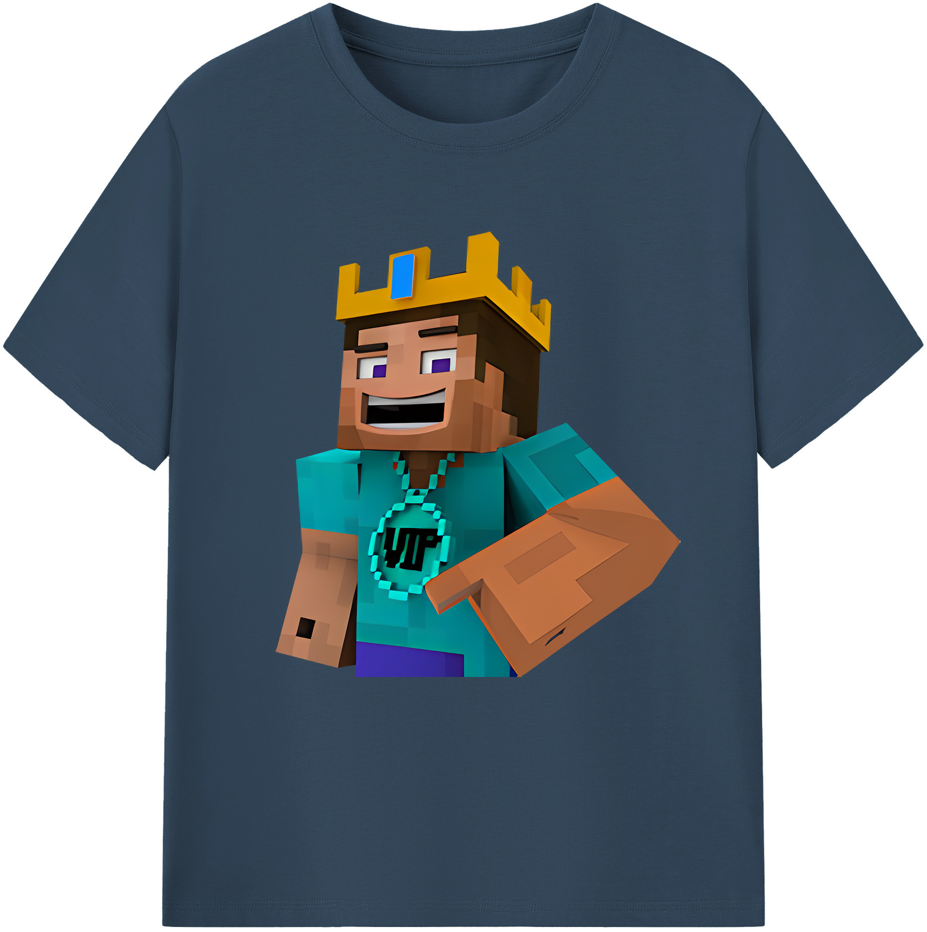 （画像用） マインクラフト ブロックの世界 Minecraft MC Block world 綿100％半袖Tシャツ（フロントプリント）