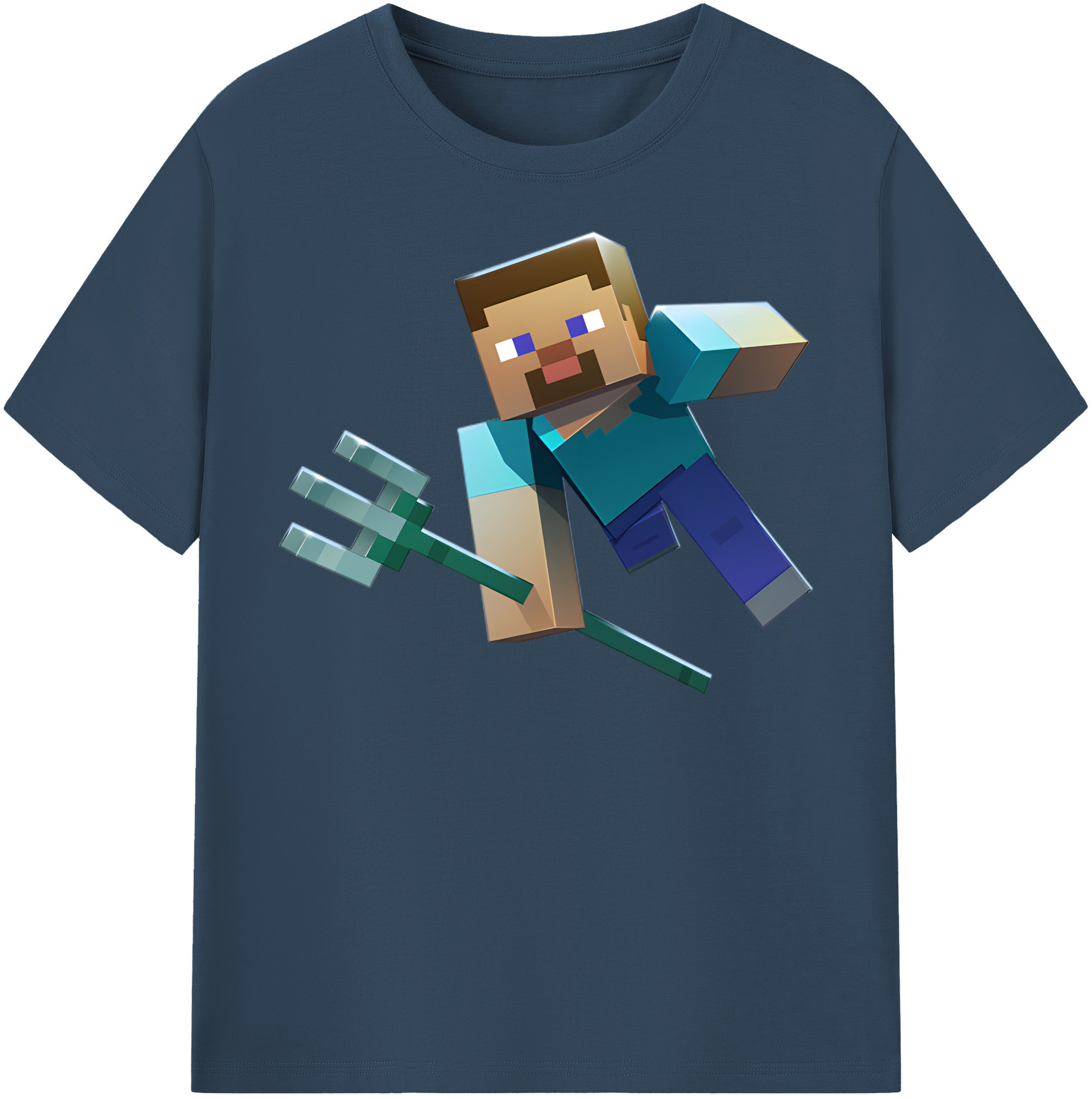 （画像用） マインクラフト ブロックの世界 Minecraft MC Block world 綿100％半袖Tシャツ（フロントプリント）